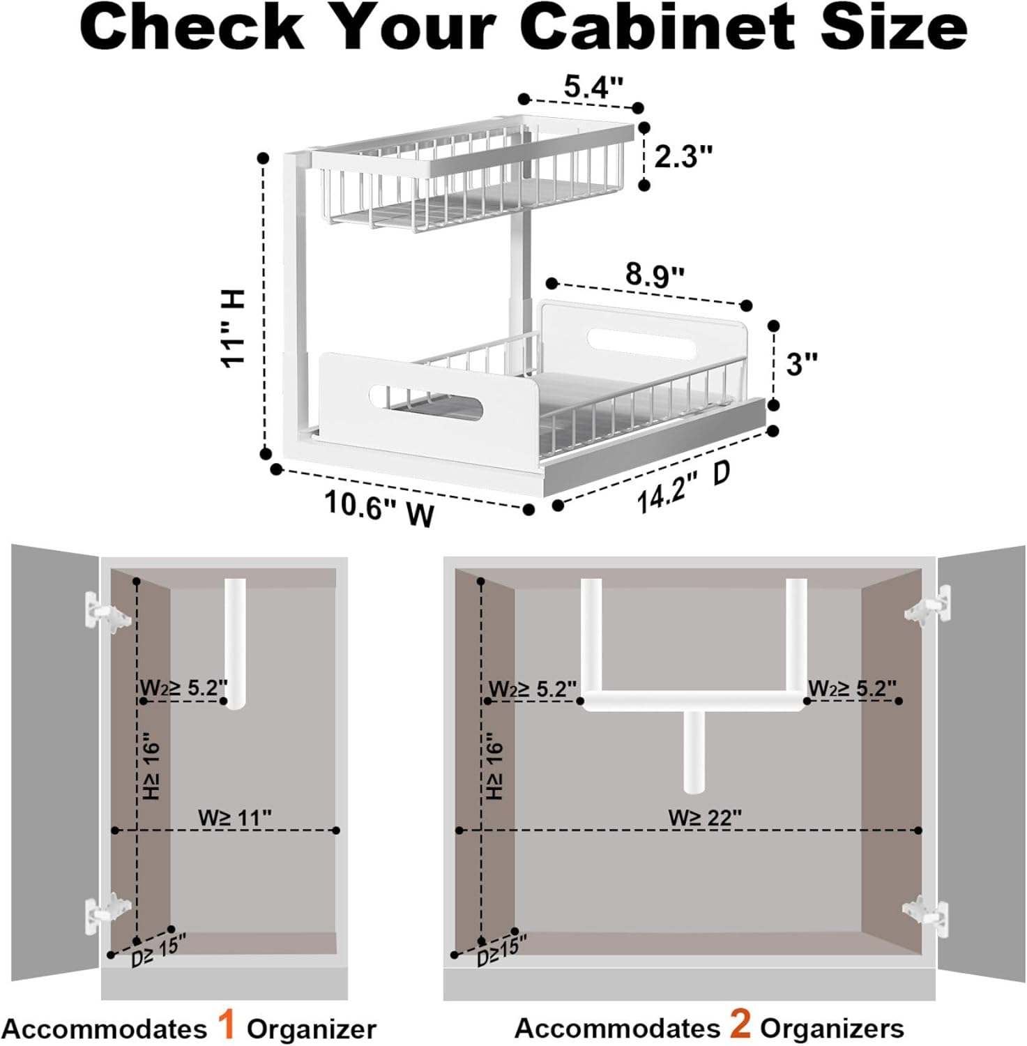 Detalle 2 de REALINN Under-Sink Organizer 14.2x10.6x11 in