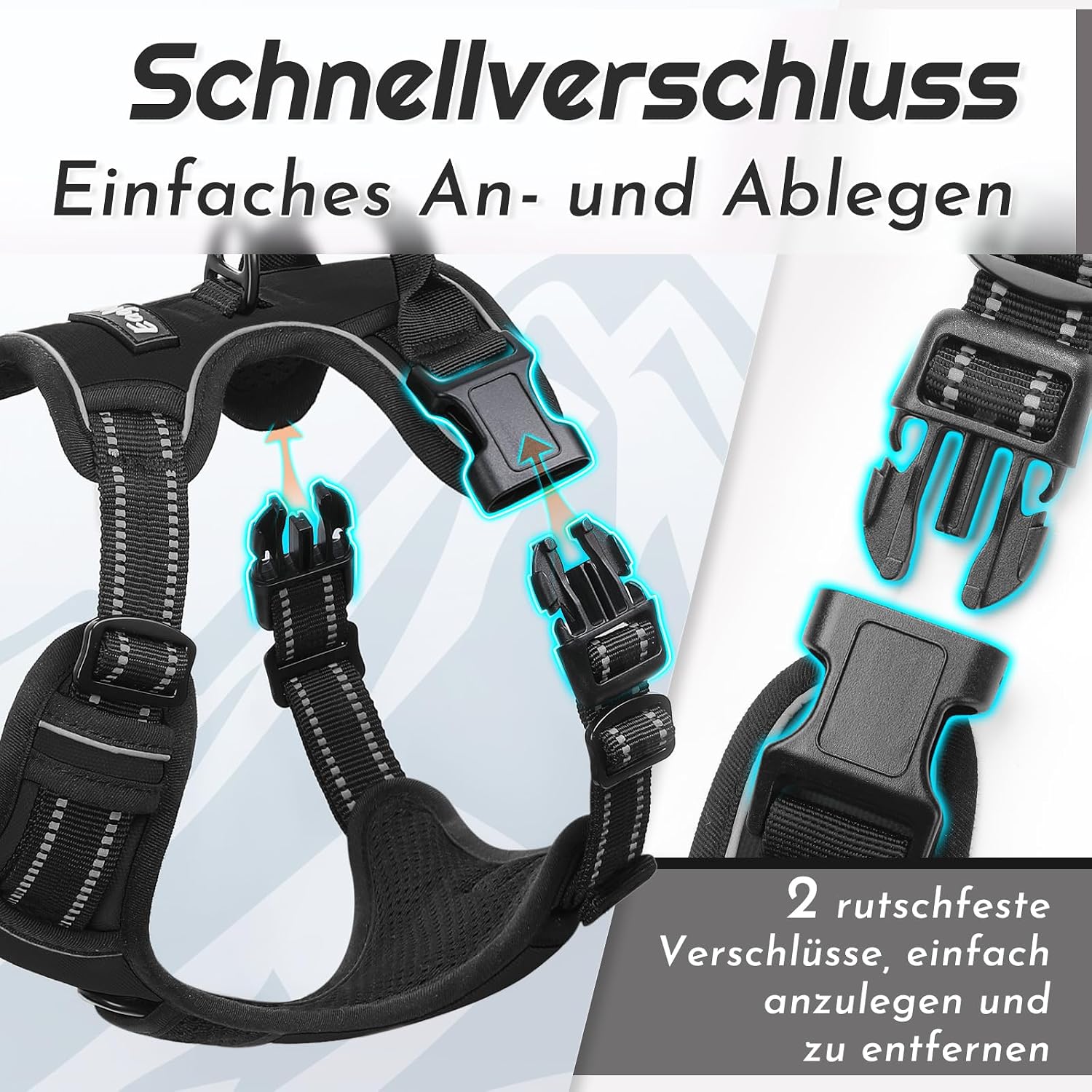 Detalle 2 de Eagloo Hundegeschirr XL – Anti-Zug, reflektierend, verstellbar für große Hunde (Brustumfang 48–99 cm)