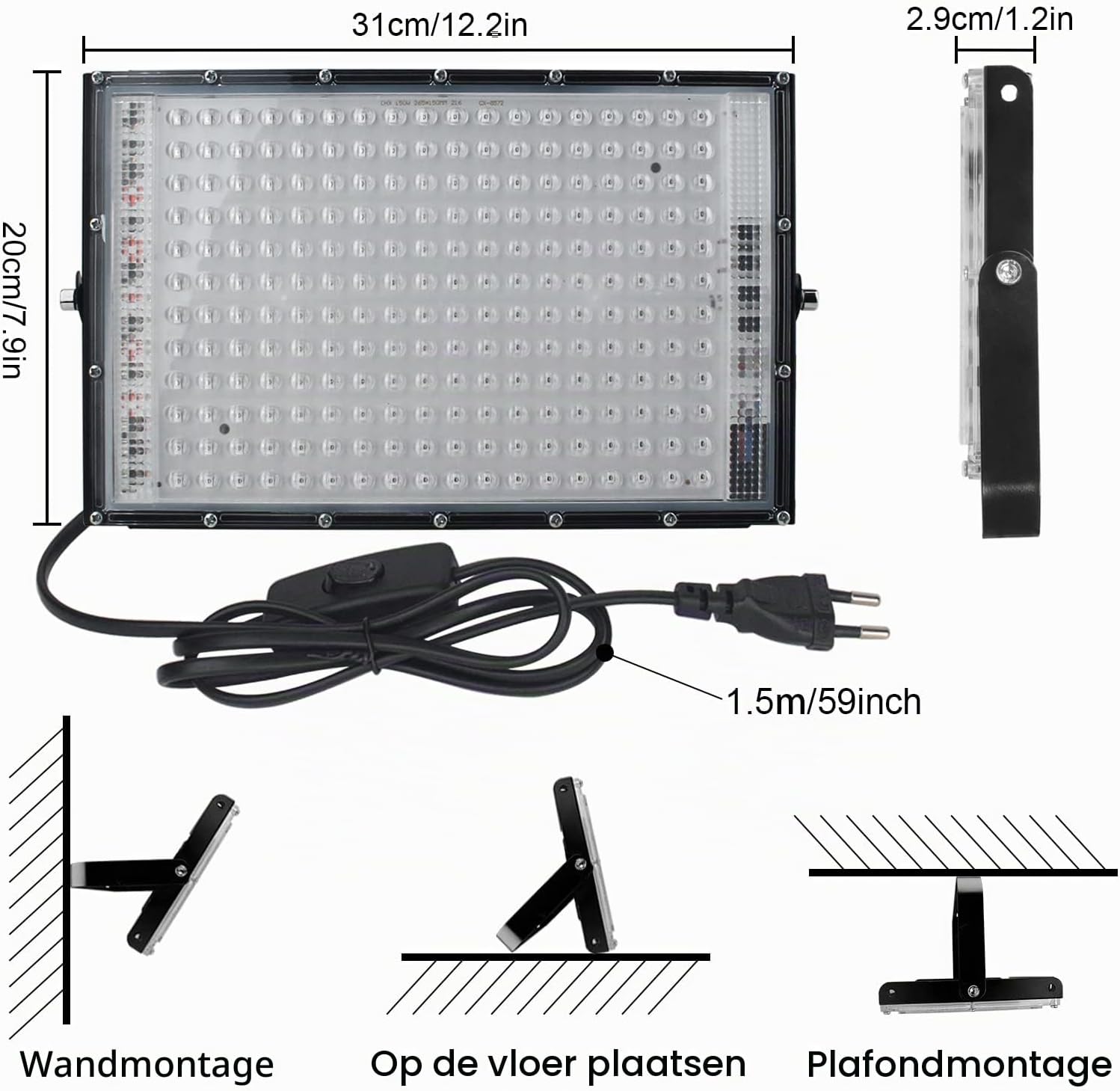 Detalle de CREATESTAR 2pack150W-DE uv-blacklight-schijnwerpers, 395–400 nm, IP65