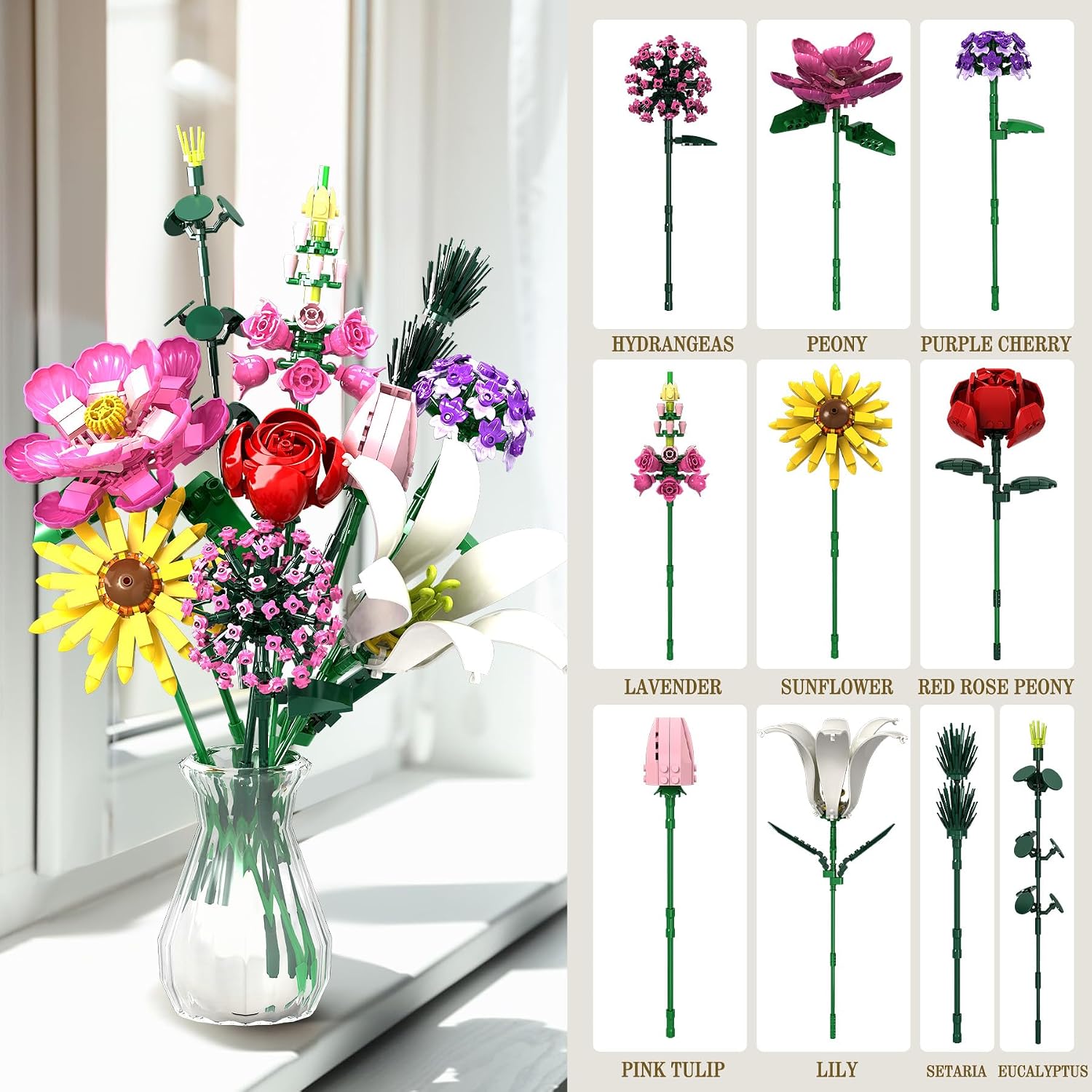 Detalle de Rongmeiz Flower Clusters 721 Teile Bouquet-Set