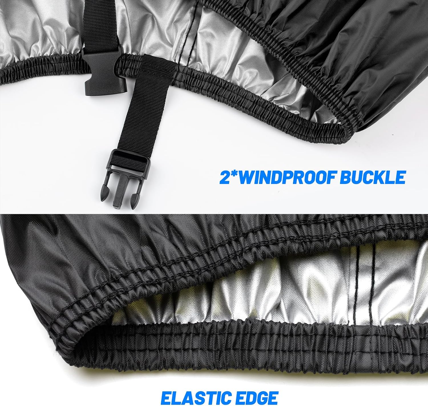 Detalle de Housse de vélo extérieure Favoto en tissu Oxford 210D imperméable 200x70x110 cm noire (VTT, route, montagne)