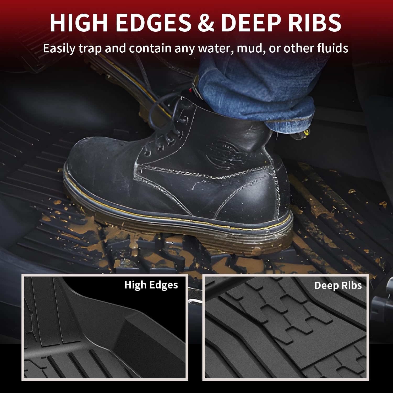 Detalle 2 de LASFIT Lincoln MKC Floor Mats, 2015-2019 Custom-Fit TPE Liners