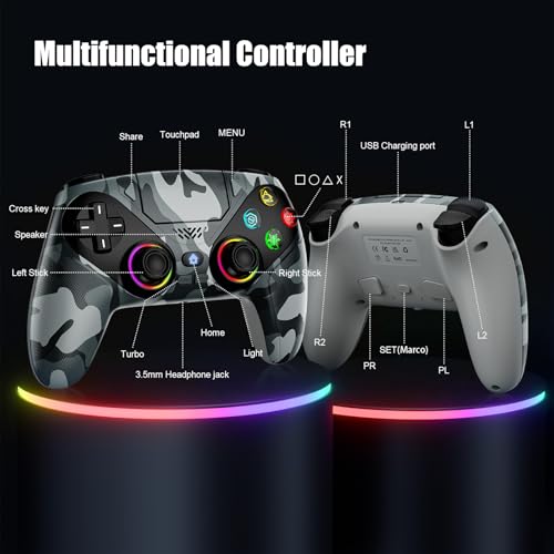 Thumbnail 2 de Dinosoo RGB Wireless Controller for PS5/Pro/Slim/PC