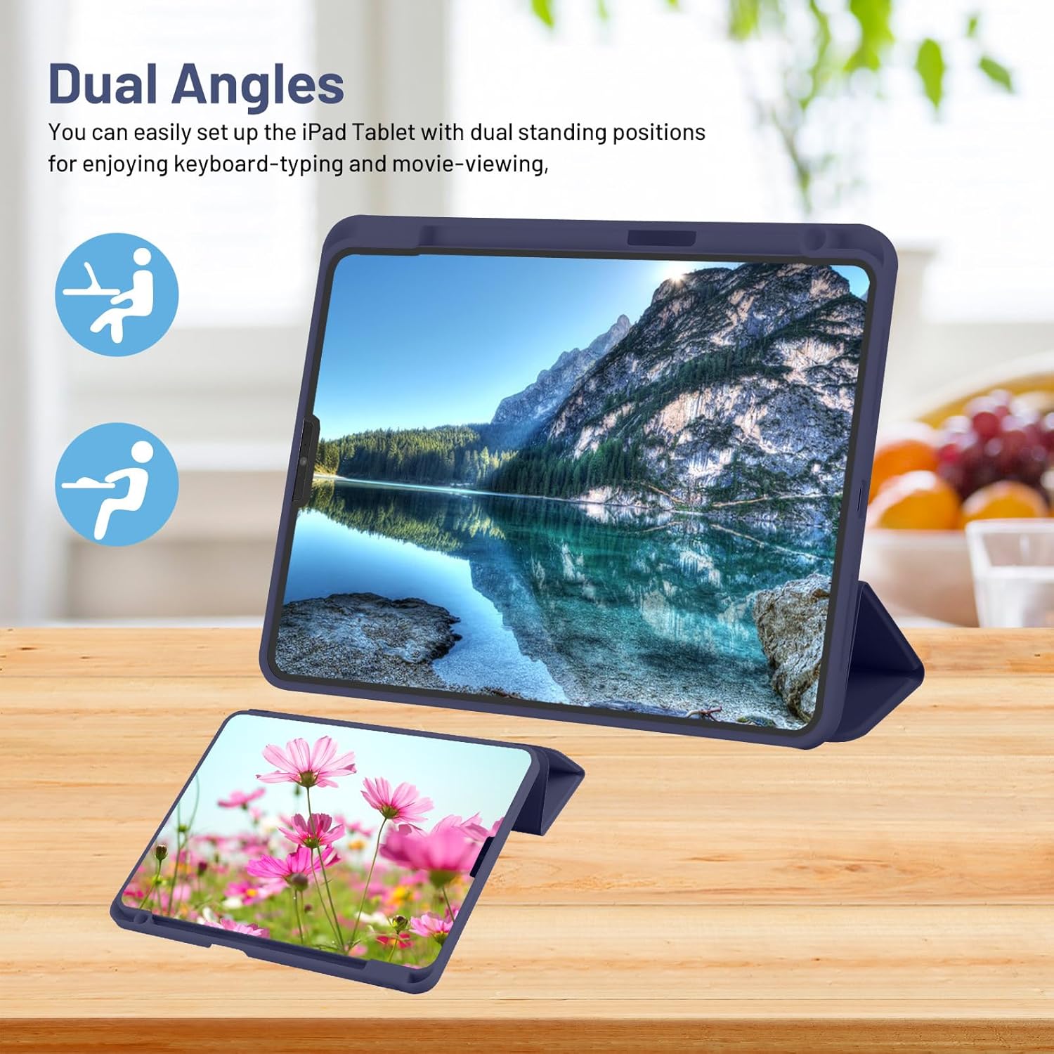 Thumbnail 4 de Palkitsee Hülle für iPad Pro 11 Zoll (1.–4. Gen, 2022/2021/2020/2018) mit Stifthalter, Schlaf/Wake & Dunkelblau