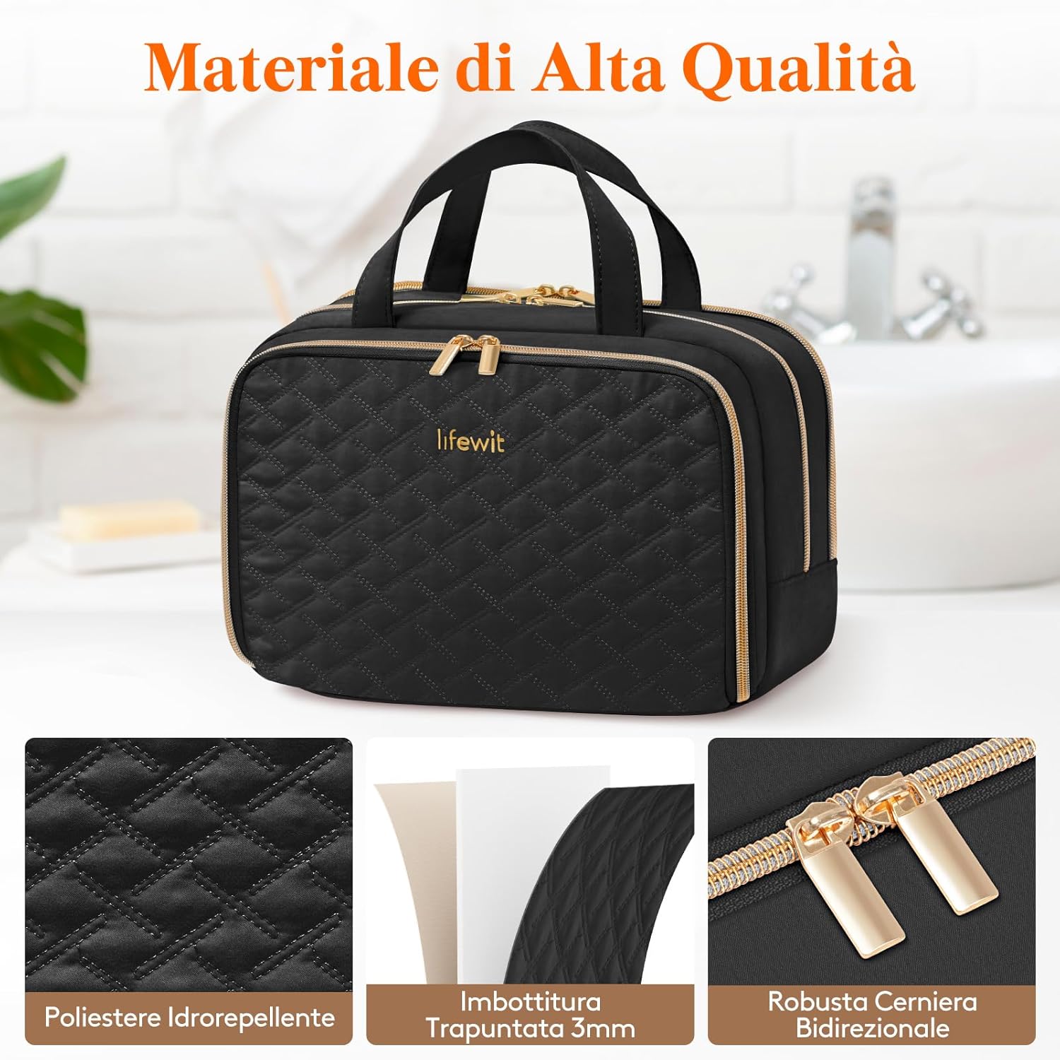 Detalle 2 de Lifewit Beauty Case da Viaggio da Donna: organiser capiente, leggero e versatile