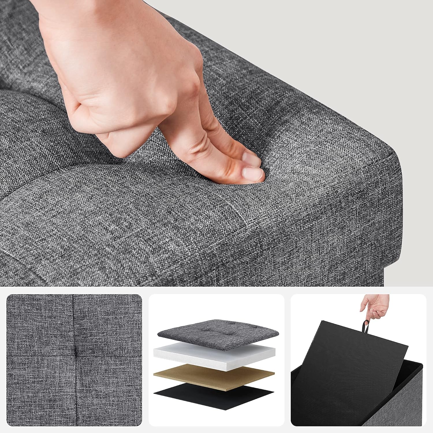 Detalle 2 de SONGMICS Pouf Pieghevole 38 x 110 x 38 cm