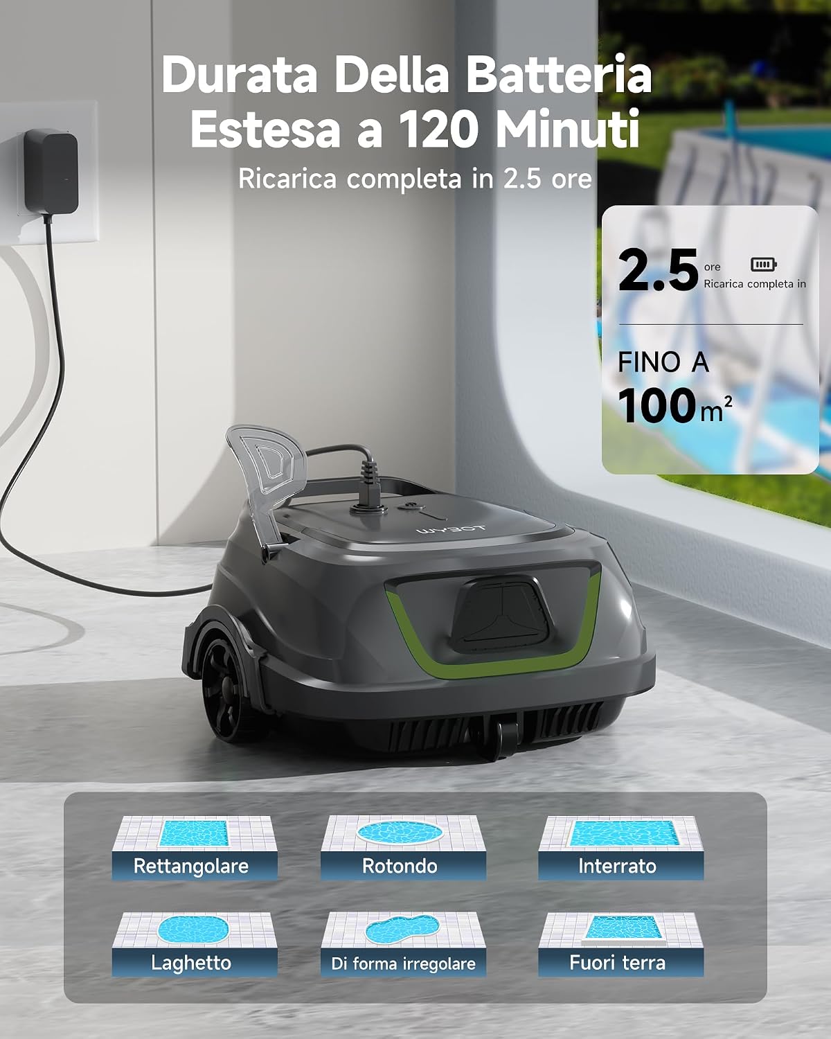 Thumbnail 3 de WYBOT A1p: Robot Piscina Senza Fili per Pulizia Autonoma di Aree Fino a 100 m²