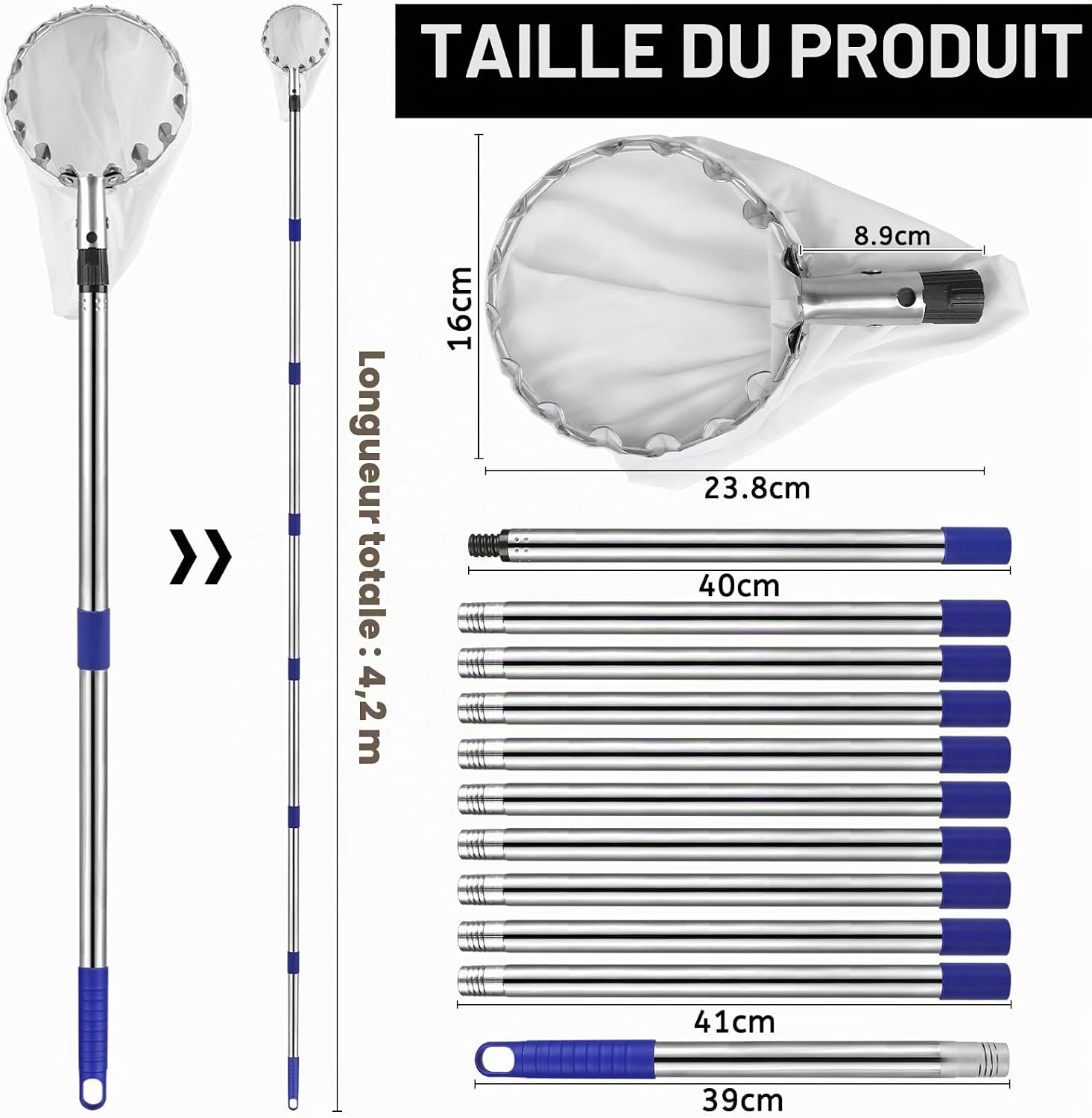 Detalle de DBREAKS YH-13661 fruitplukker met telescopische steel van 4,2 m