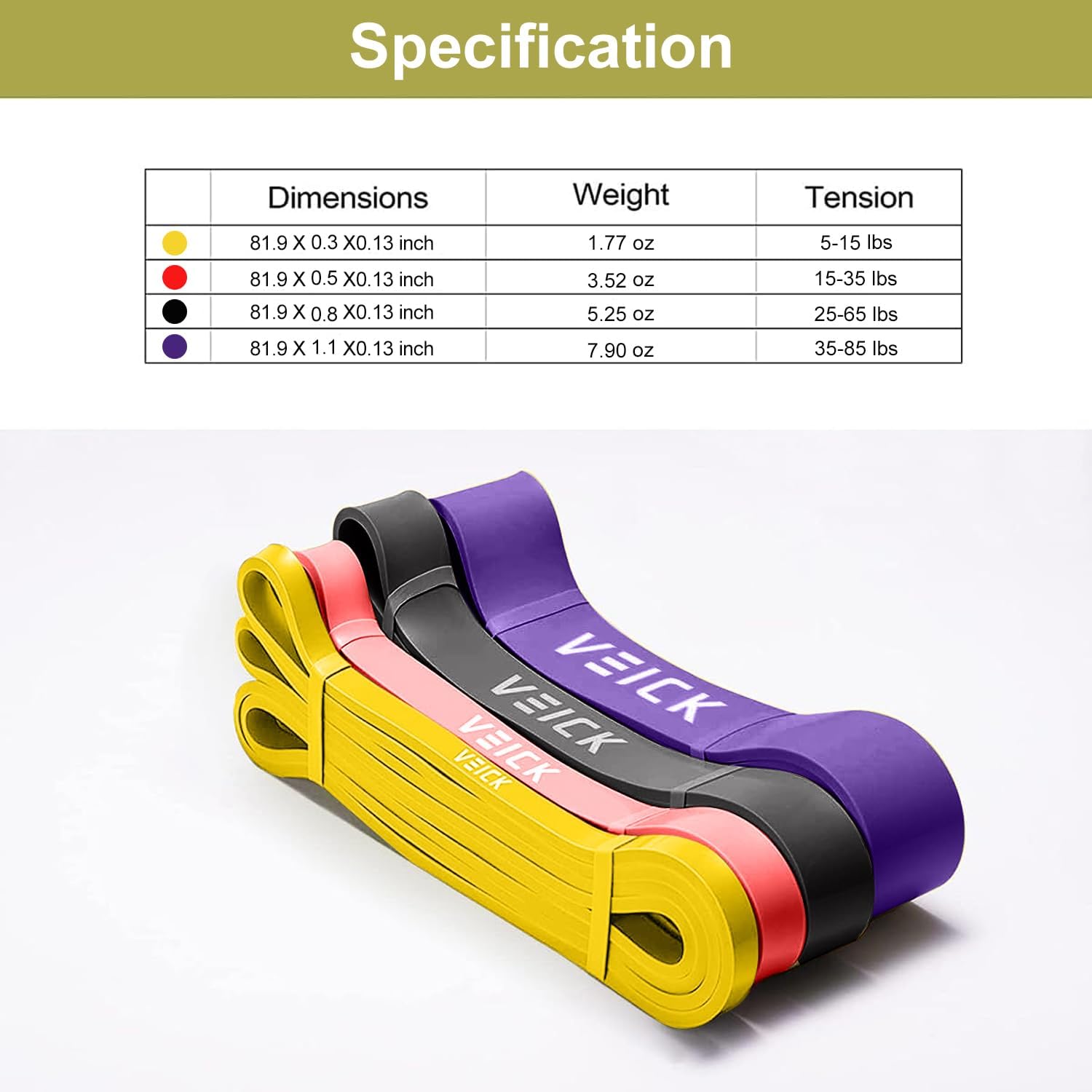 Thumbnail 1 de VEICK Fitness Bands Set: Durable Resistance Bands for Home Gym and Pull-Ups