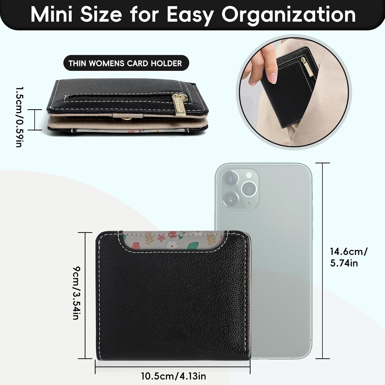 Detalle 2 de Pomelo Best Womens Wallet Soft Small Coin Purse with RFID Blocking and Zipper Pocket