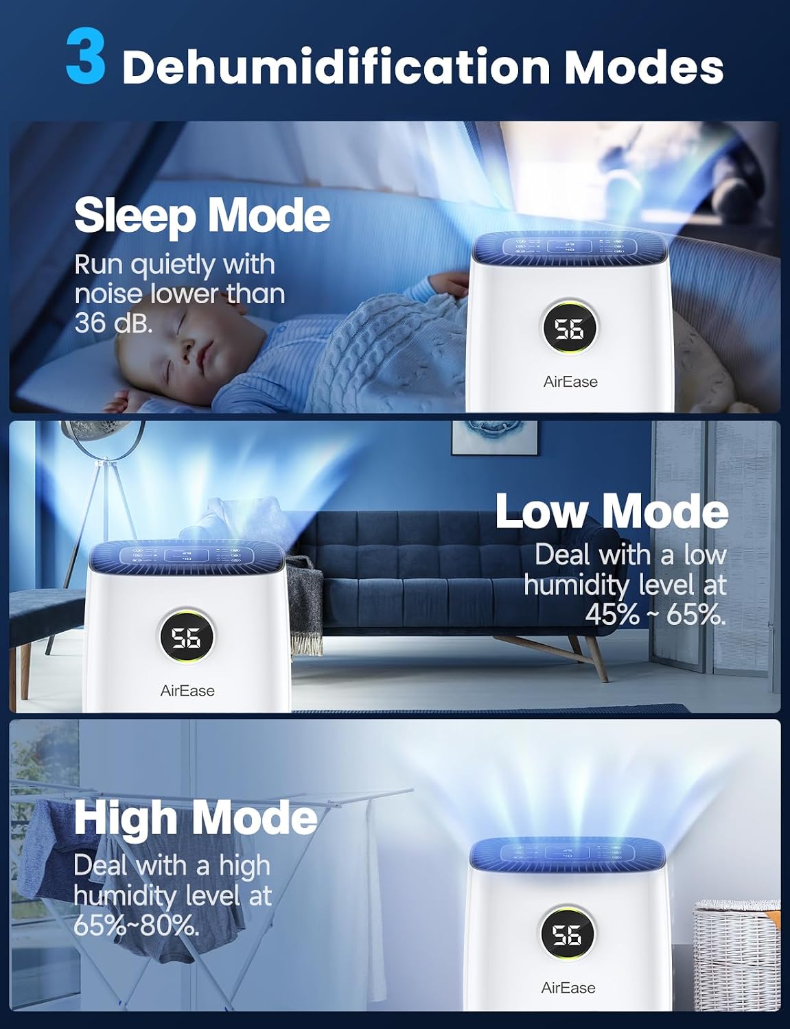 Thumbnail 3 de 12L/Day Dehumidifier for Home 2025 Upgrade ⌛