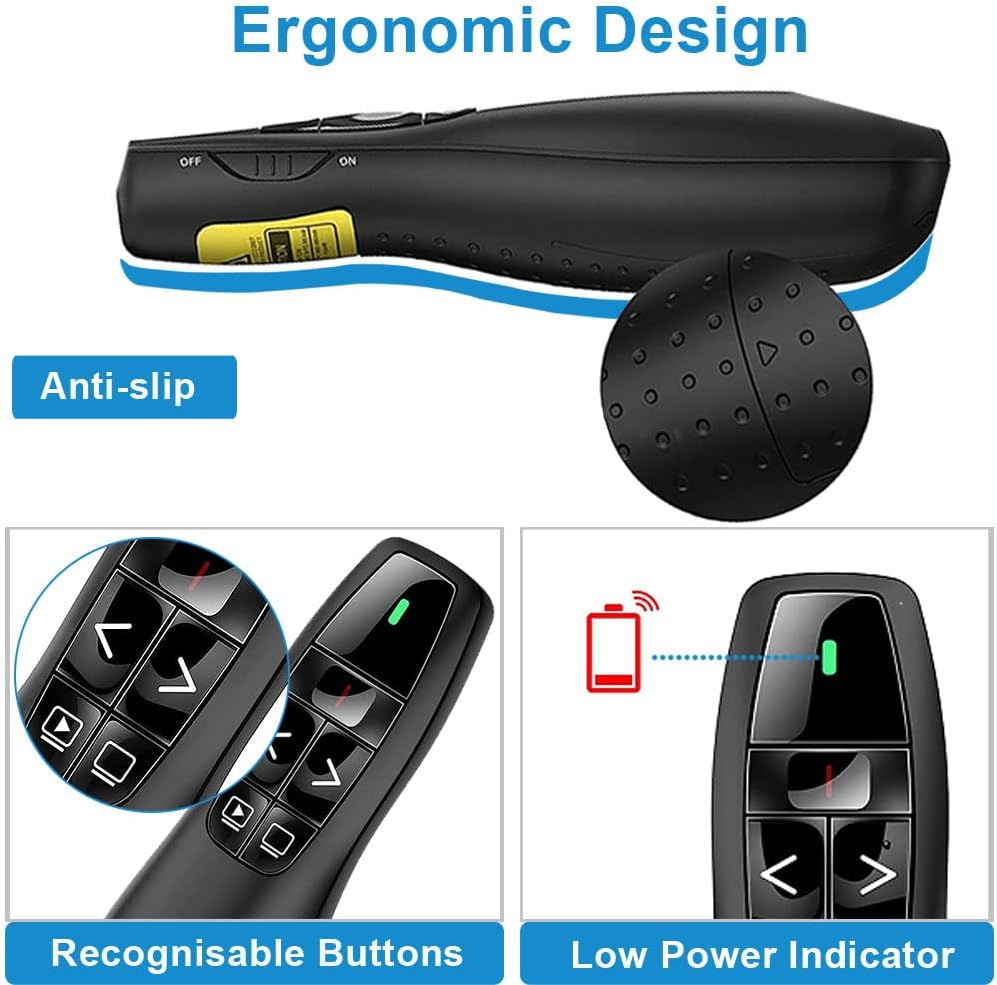 Thumbnail 3 de VOVIGGOL USB/Tipo-C 2 in 1 puntatore presentatore wireless ricaricabile con telecomando slide