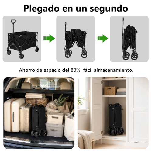 Thumbnail 6 de Carrito de Camping Plegable 135 L de RYGEO: 150 kg, ruedas 360°, asa telescópica
