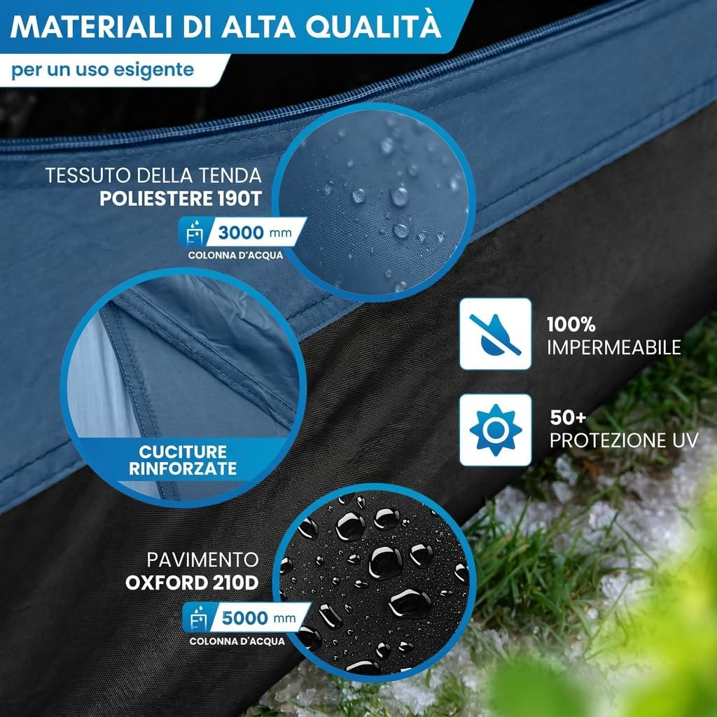 Thumbnail 2 de NORDMUT Tenda da Campeggio 4 Persone: impermeabile, leggera e pratica con anticamera richiudibile