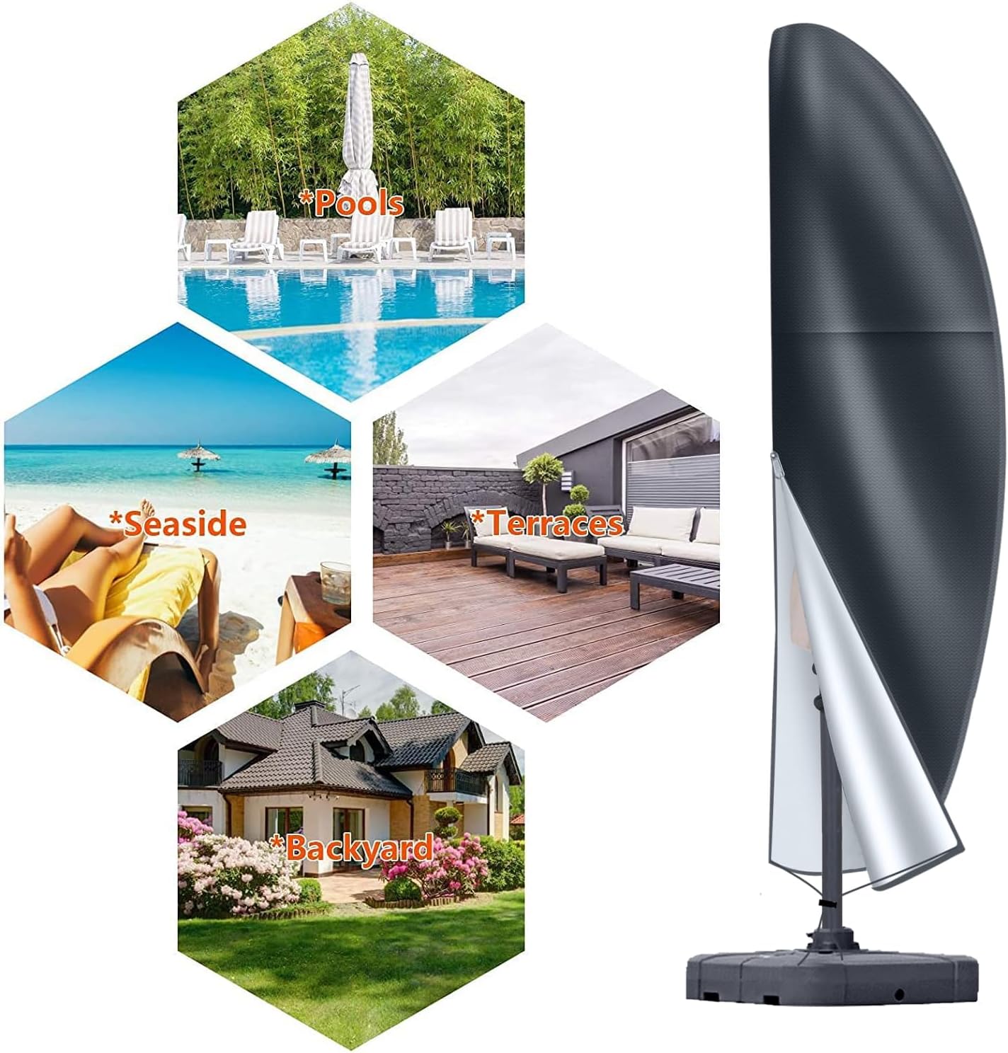 Thumbnail 4 de Waterproof Cantilever Parasol Cover in 600D Oxford (Zip) for Patio Offset Umbrellas