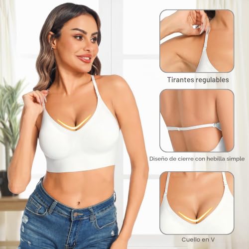 Detalle 2 de Crewhpo Sujetadores Mujer Espalda Descubierta sin Aros – modelo básico