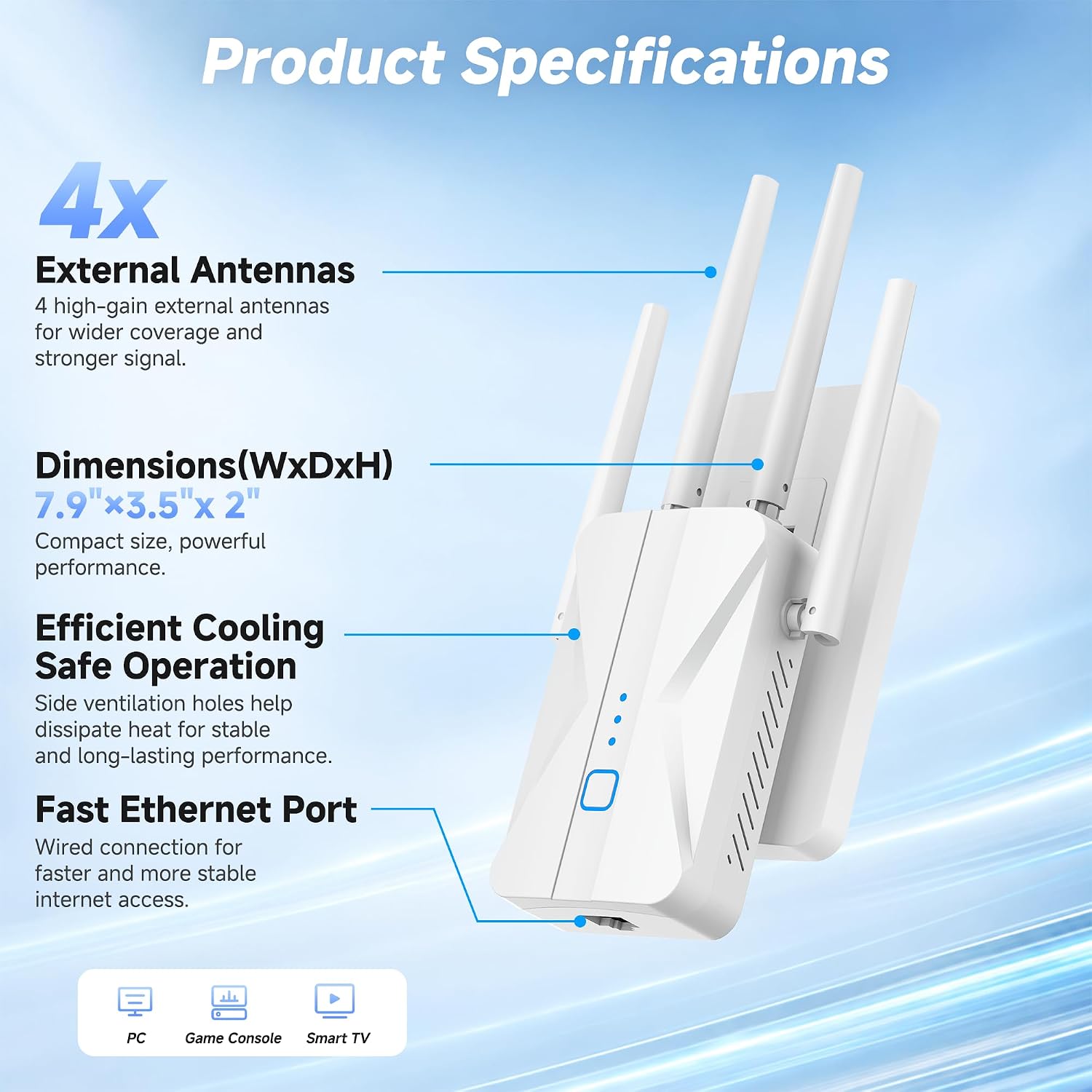 Detalle de Mekupc WiFi Extender AC1200