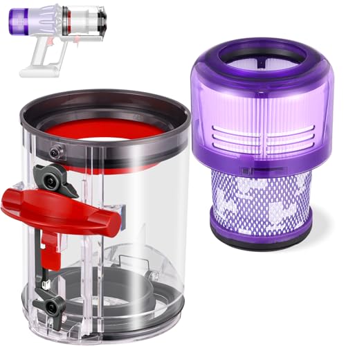 Detalle de V12 Slim Staubbehälter für Dyson V12 Detect Slim Absolute – kompatibler Ersatzbehälter mit Filter