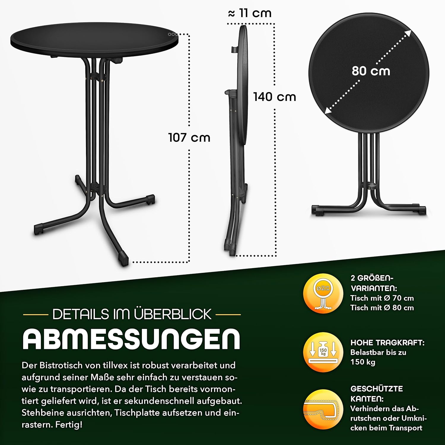 Detalle 2 de tillvex Gastro Stehtisch Ø80 cm