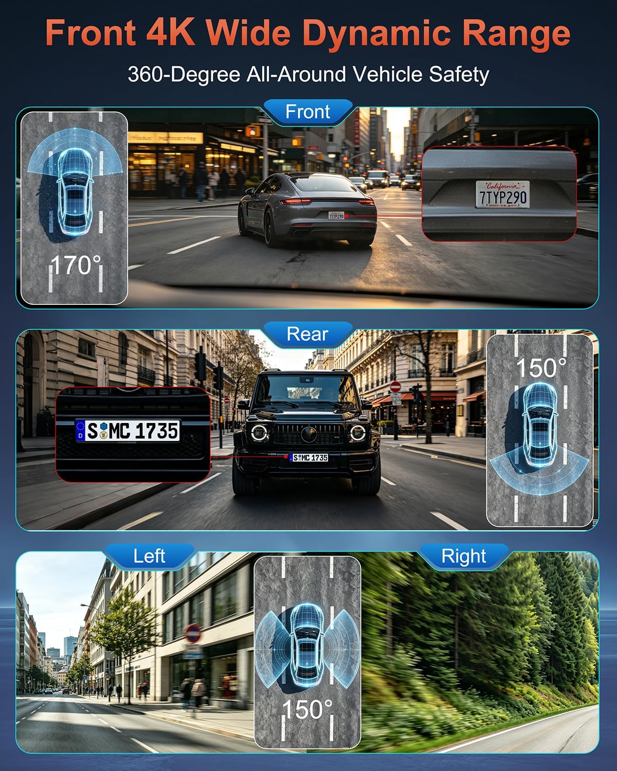 Thumbnail 2 de 4-channel dash cam with 4K front recording