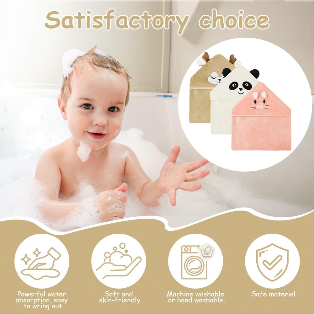 Thumbnail 3 de Aolso Cape de Bain Bébé à Capuche 3pcs 80x80