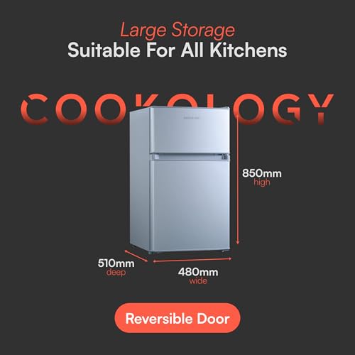 Detalle 2 de Cookology 87L 47cm Under-Counter Fridge Freezer – Silver