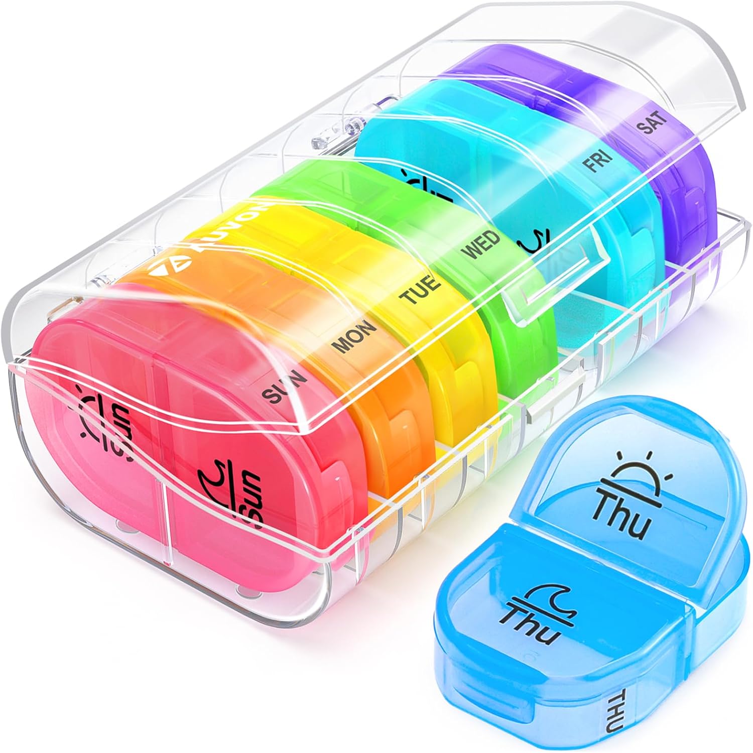 Detalle de AUVON Pill Box Organiser 7-day, 2-times a day 💊