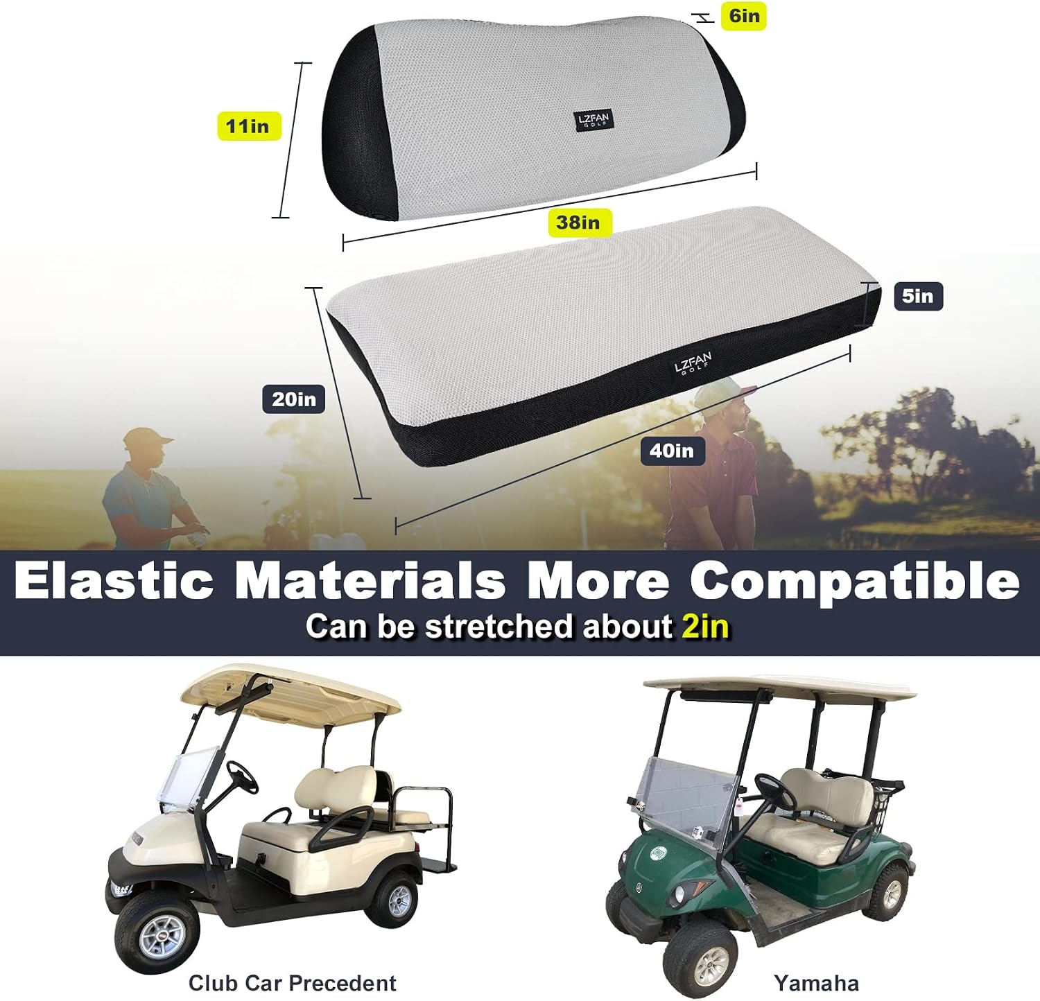Detalle de LZFAN Golf Cart Front Seat Cover Set for Club Car Precedent & Yamaha