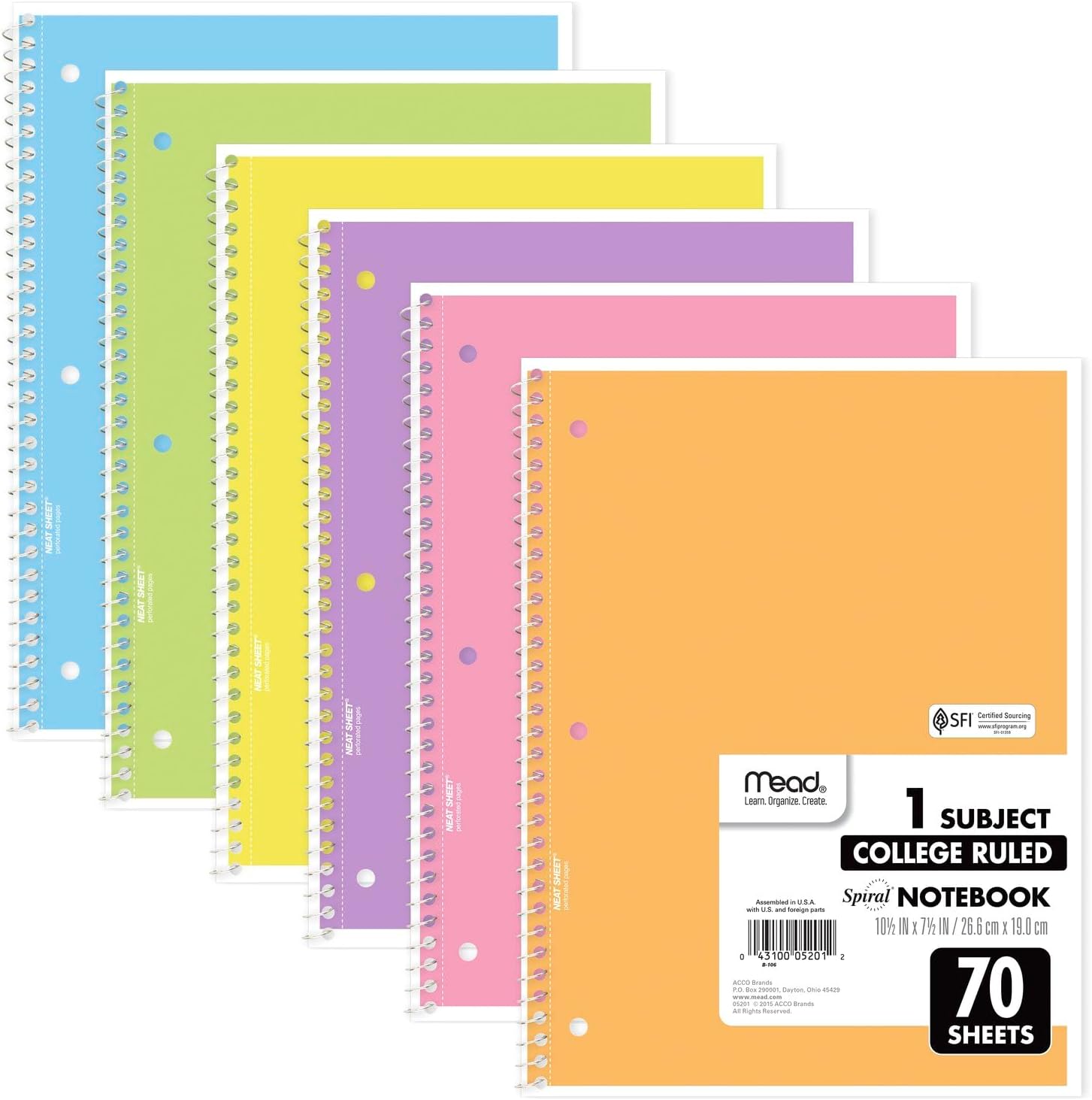 Detalle de Mead Spiral Notebook, 6-Pack