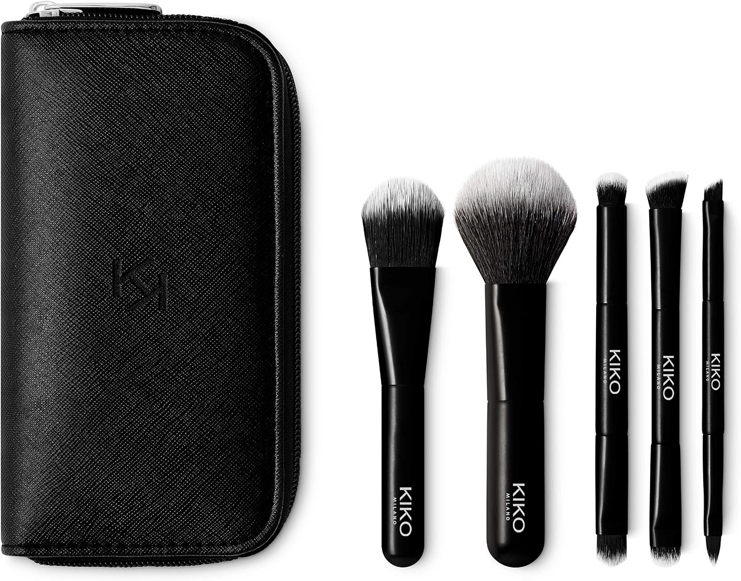Detalle de KIKO Milano KM0050103100044 Travel Brush Set: 5 kwasten met saffiano-etui