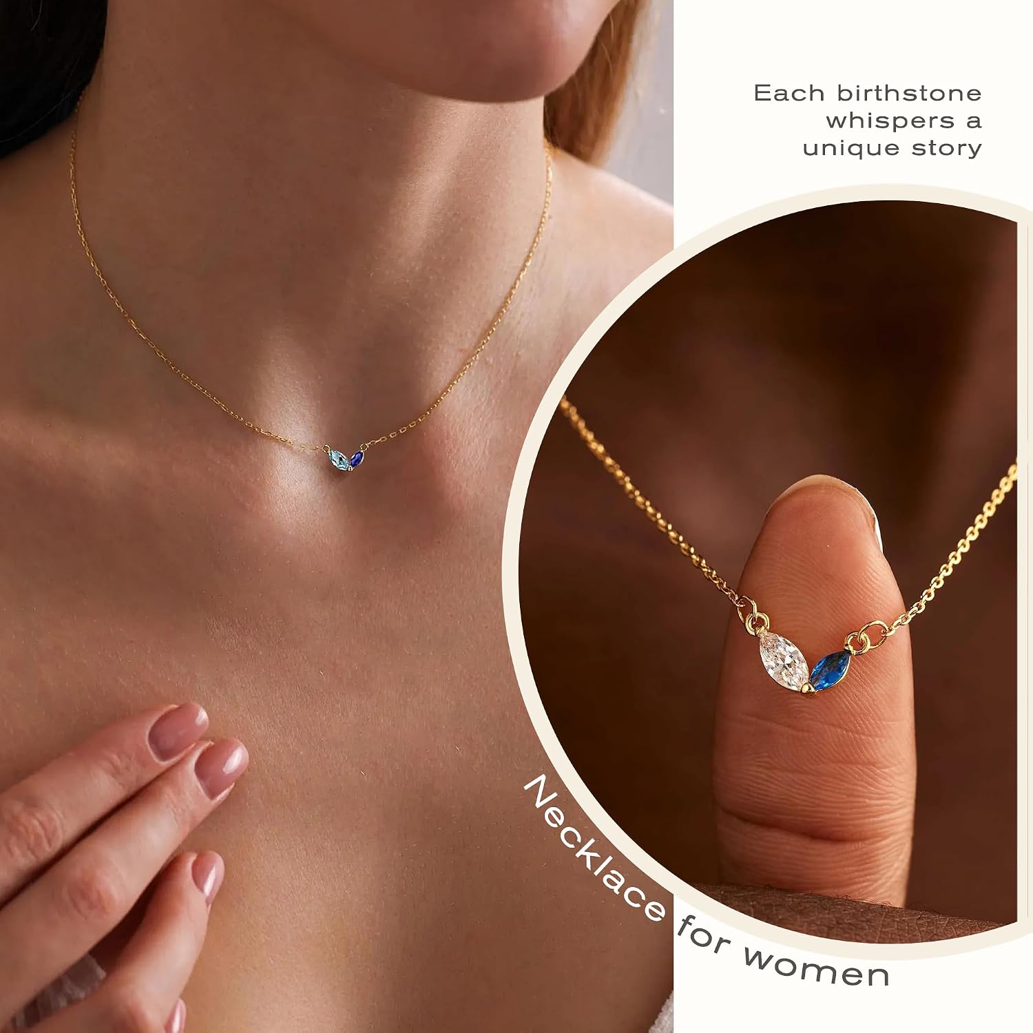 Thumbnail 6 de Birthstone Necklace with Two Stones
