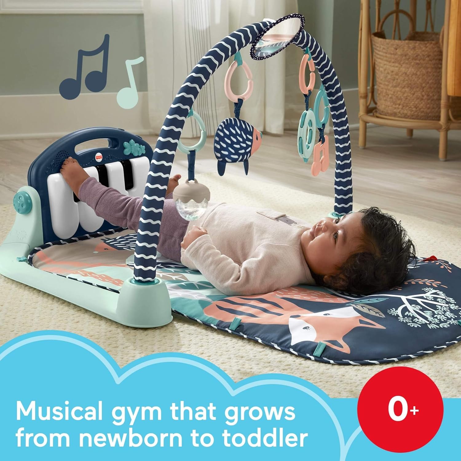 Thumbnail 1 de Fisher-Price Baby Playmat Kick & Play Piano Gym (HKX37) – Navy Fawn musical & sensory mat for newborn to toddler