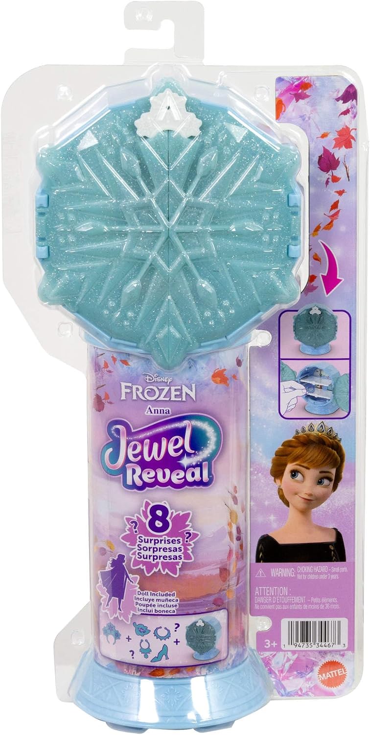 Detalle 2 de Mattel Disney Frozen Anna Jewel Reveal (JJY37) con 9 accessori e 8 sorprese