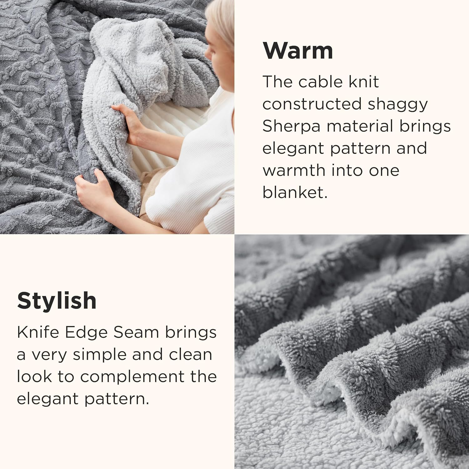 Detalle 1 de Bedsure Sherpa throw blanket 150x200cm