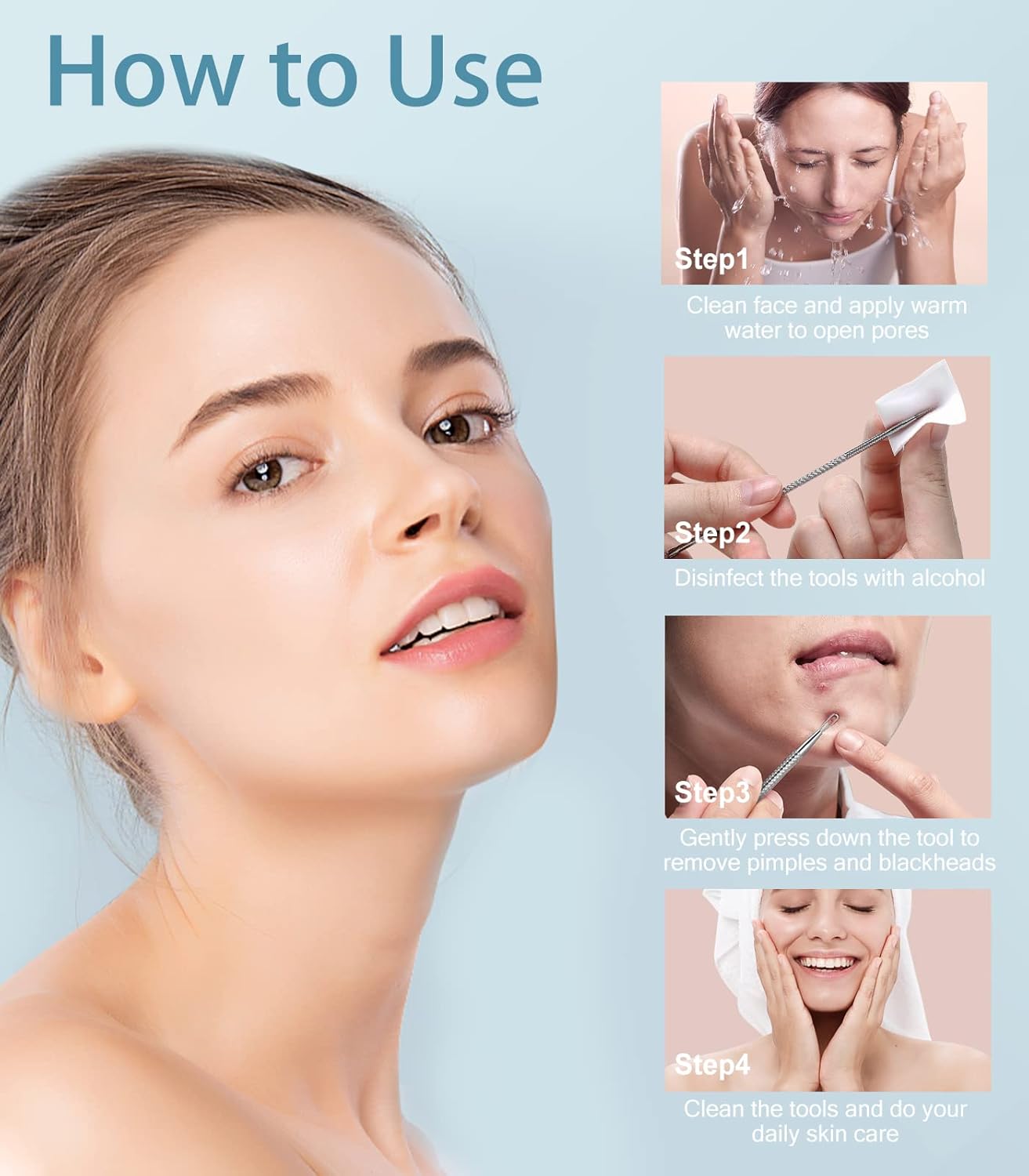 Thumbnail 6 de Upmore Pickel Werkzeug-Set Mitesserentferner 10-in-1