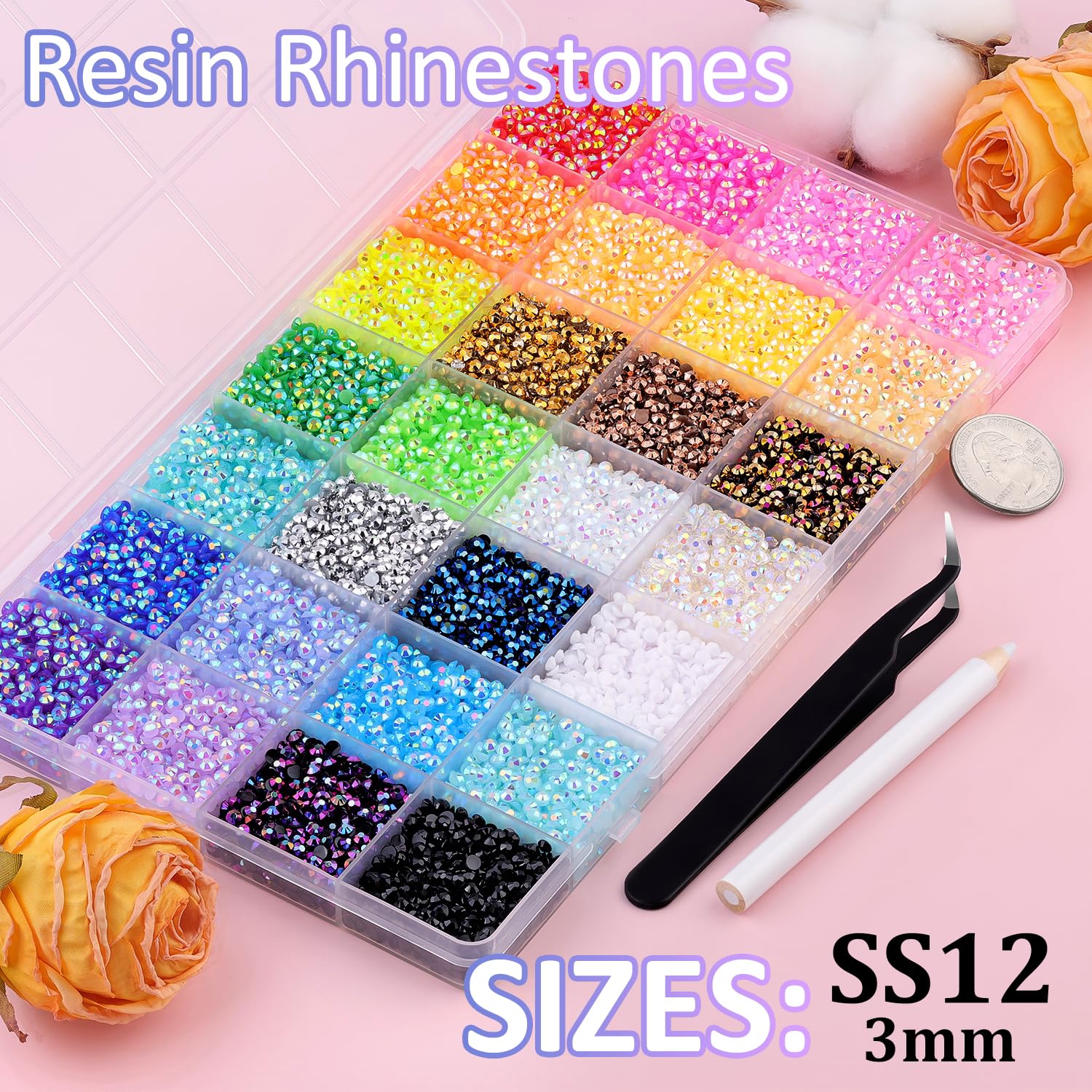 Thumbnail 1 de 36000-Piece Jelly Rhinestones Bedazzling Kit (3mm) with B7000 Jewelry Glue, Multicolor