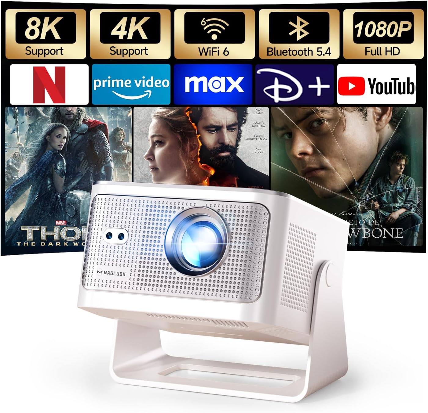 Detalle de Magcubic Mini Beamer HY350MAX mit 4K und 8K, 180° Dreh