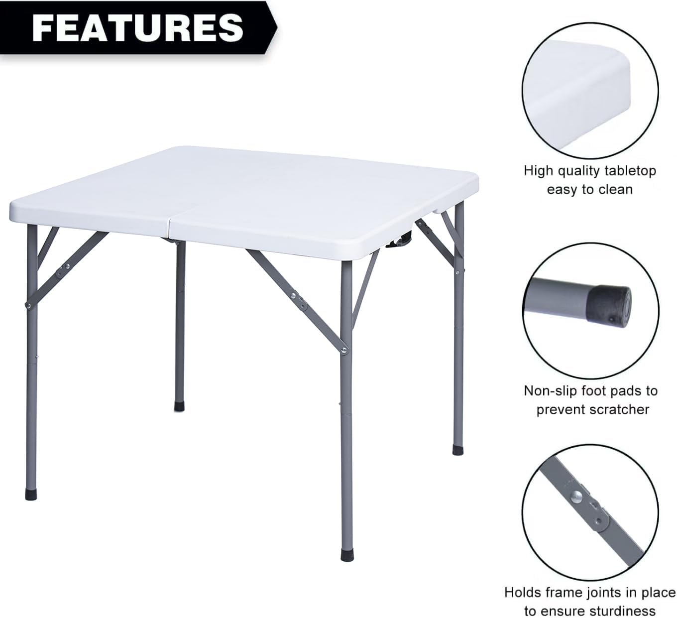 Detalle 1 de Lakhow LA-86L 34-Inch Square Folding Card Table with HDPE Top