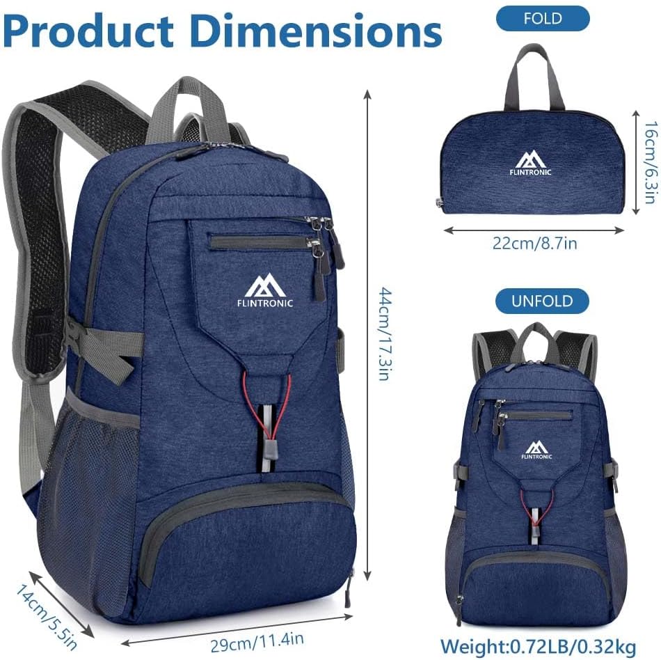 Detalle de flintronic Sac à Dos Pliable Ultraléger 20L — Léger, Imperméable et Polyvalent pour Outdoor