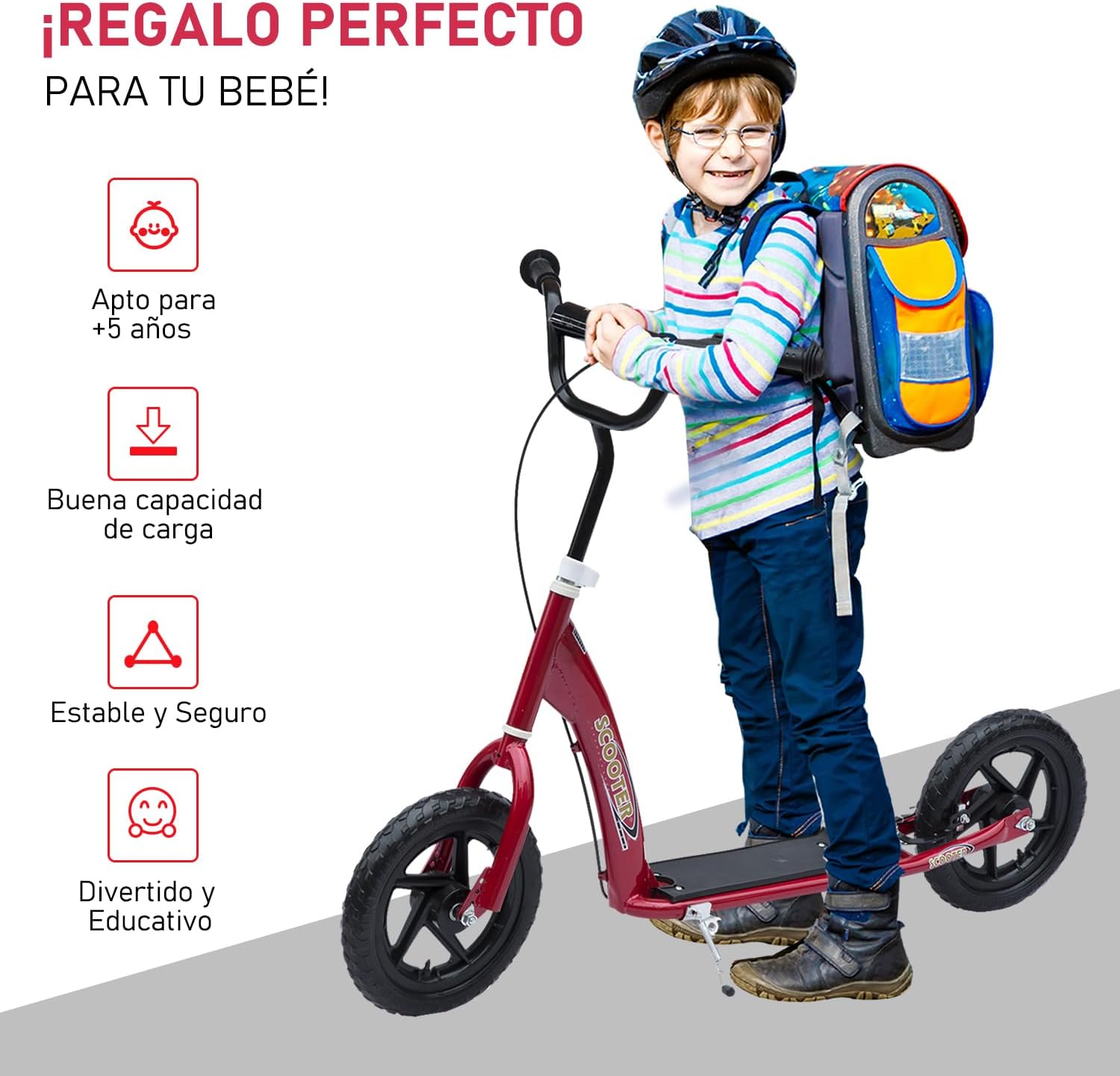 Detalle de HOMCOM Patinete 12 pulgadas para niños 50 kg