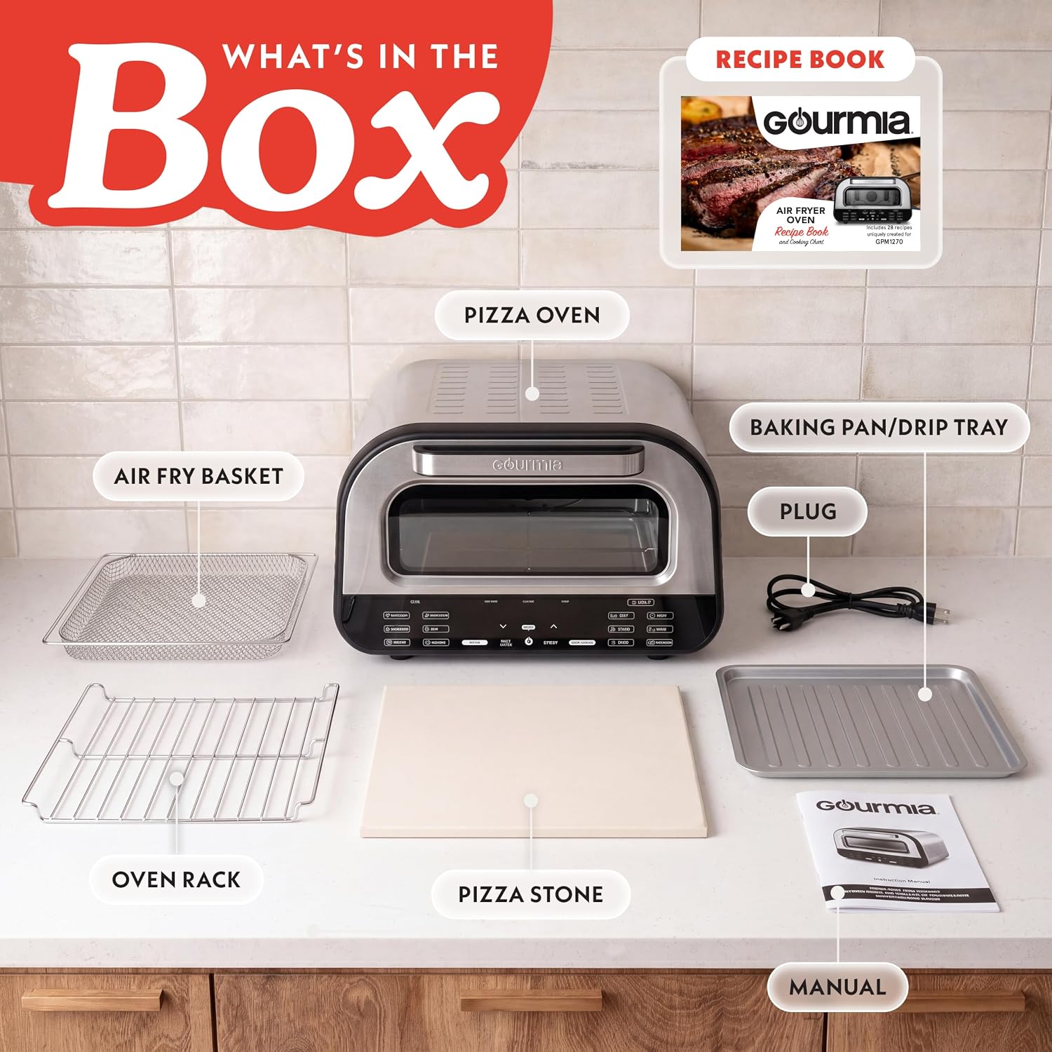 Thumbnail 4 de Gourmia Indoor Pizza Oven Air Fryer Toaster 1800W