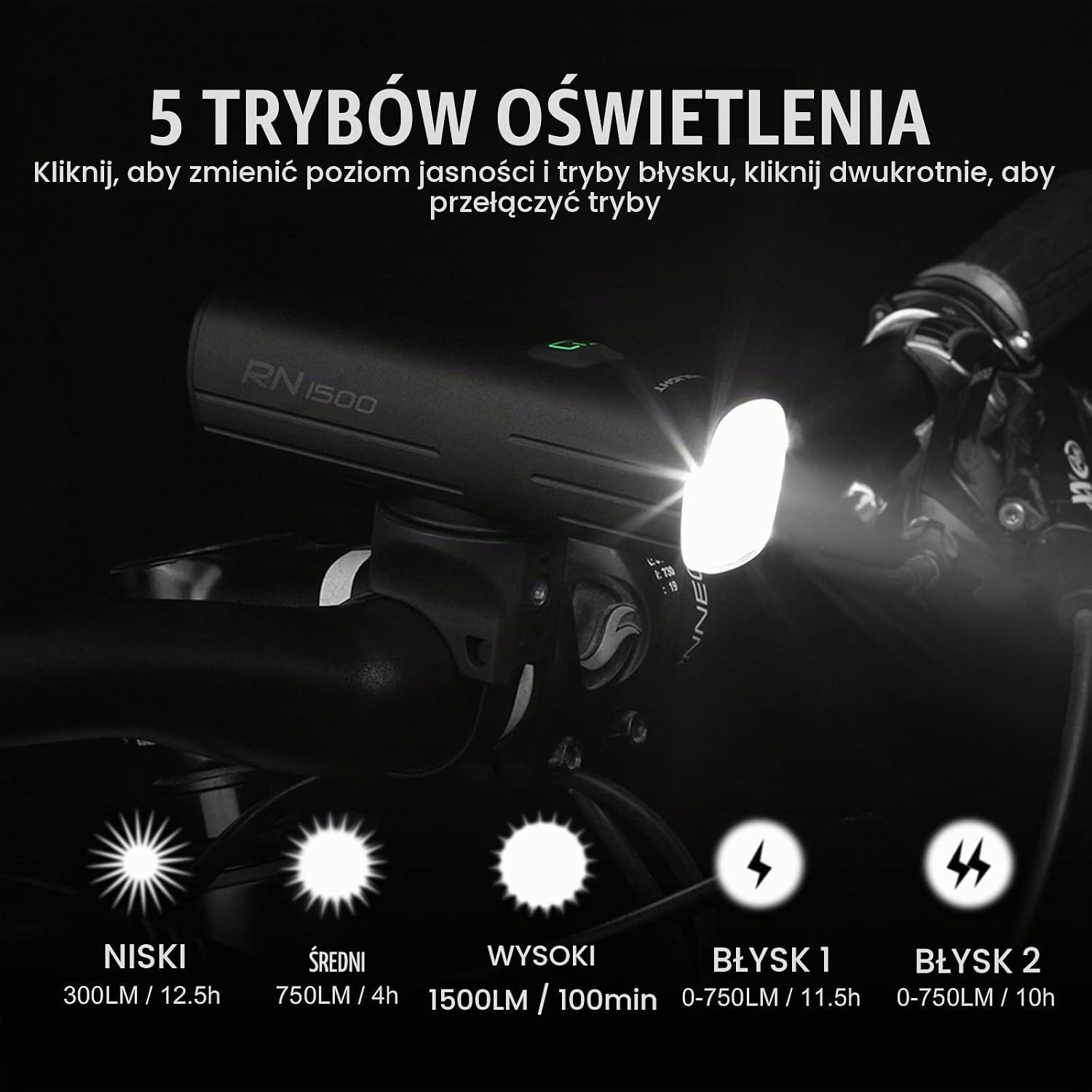 Thumbnail 4 de OLIGHT RN1500 – przednia lampa rowerowa 1500 lumenów, USB-C, IPX7
