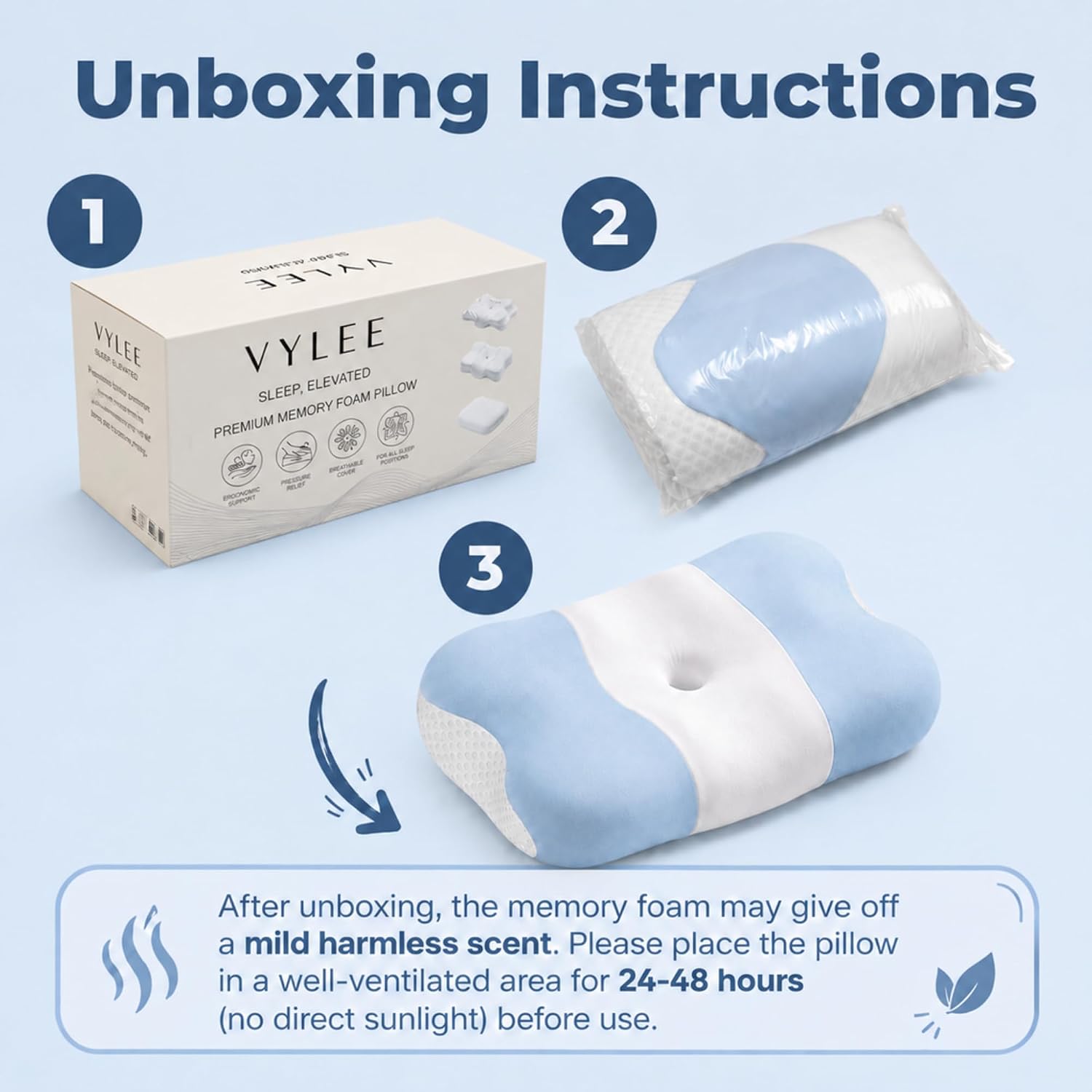 Thumbnail 6 de VYLEE LYM115-2 Cooling Cervical Pillow, Contoured Memory Foam Support