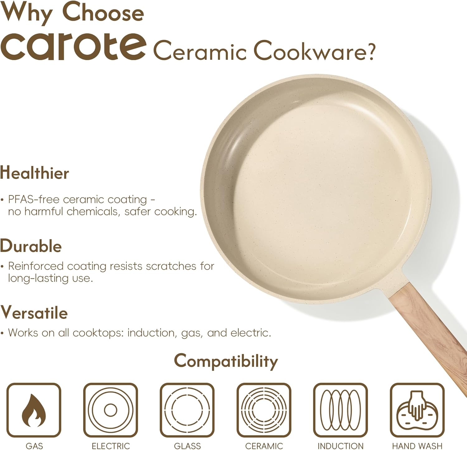 Thumbnail 5 de Carote 22-Piece Pots and Pans Set (Nonstick Ceramic, PFAS/PFOA-Free) with Lids, Utensils & Pan Protectors