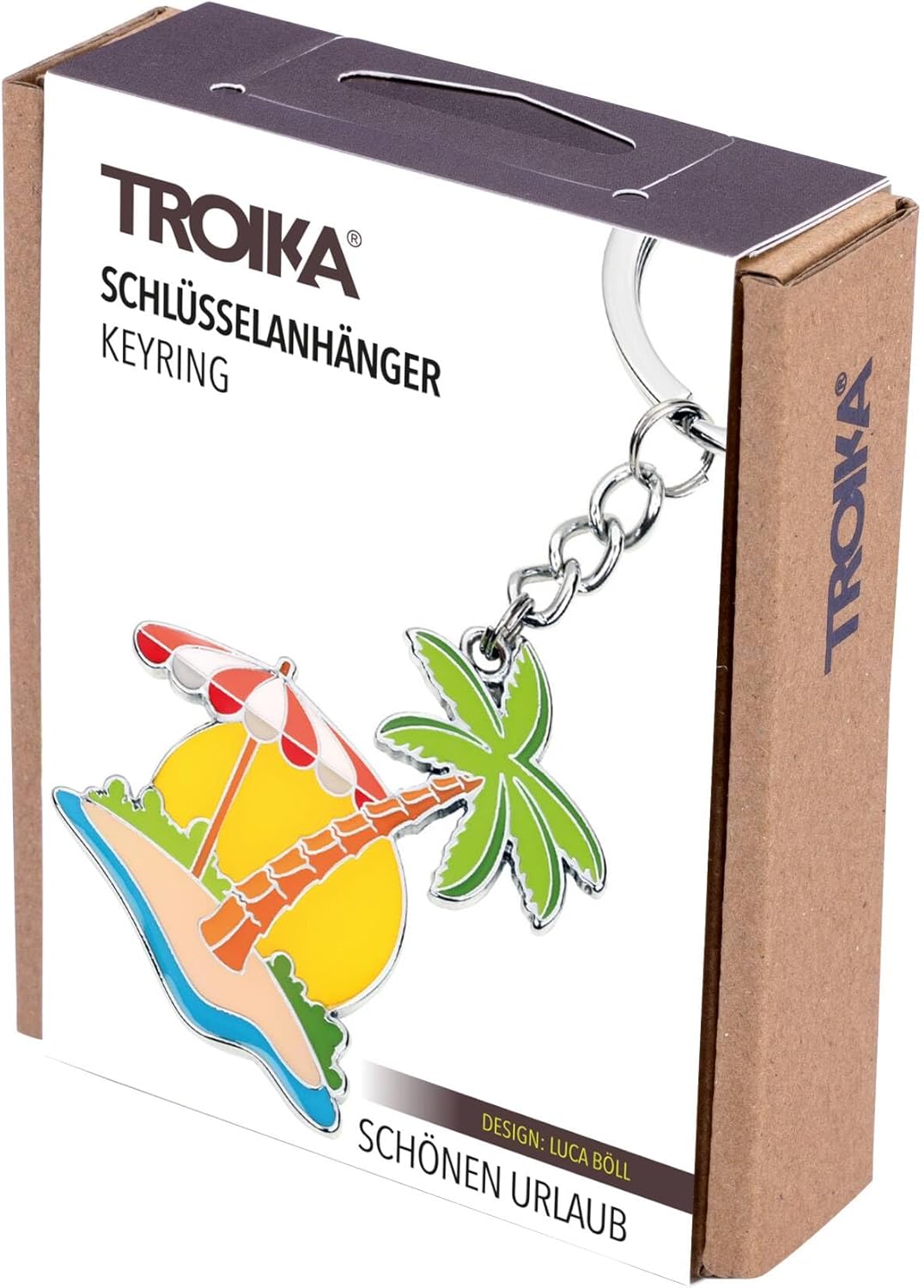 Detalle de TROIKA Schlüsselanhänger Urlaub (Insel mit Palme) – SCHÖNEN URLAUB