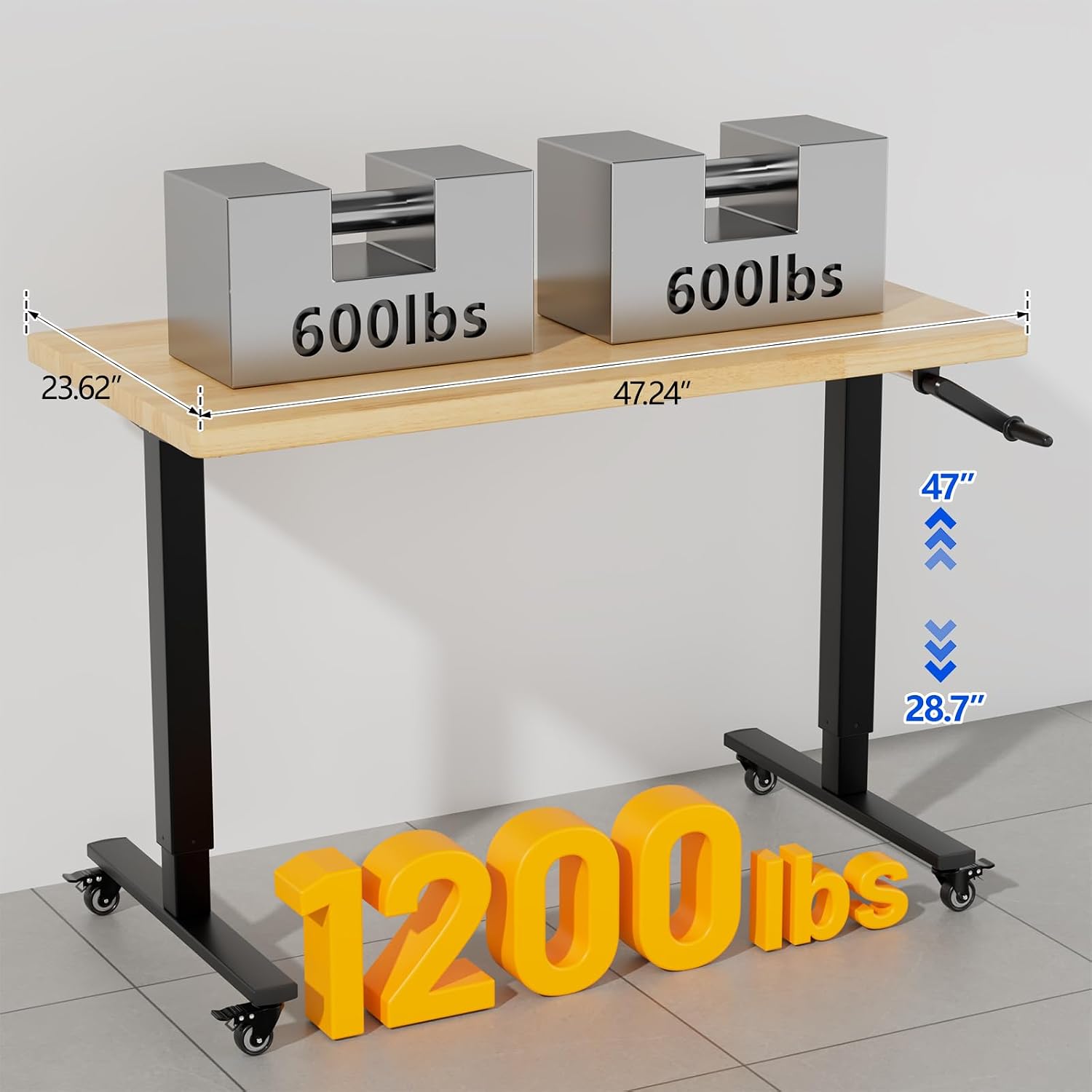 Detalle 2 de Adjustable-Height Workbench with Wood Top