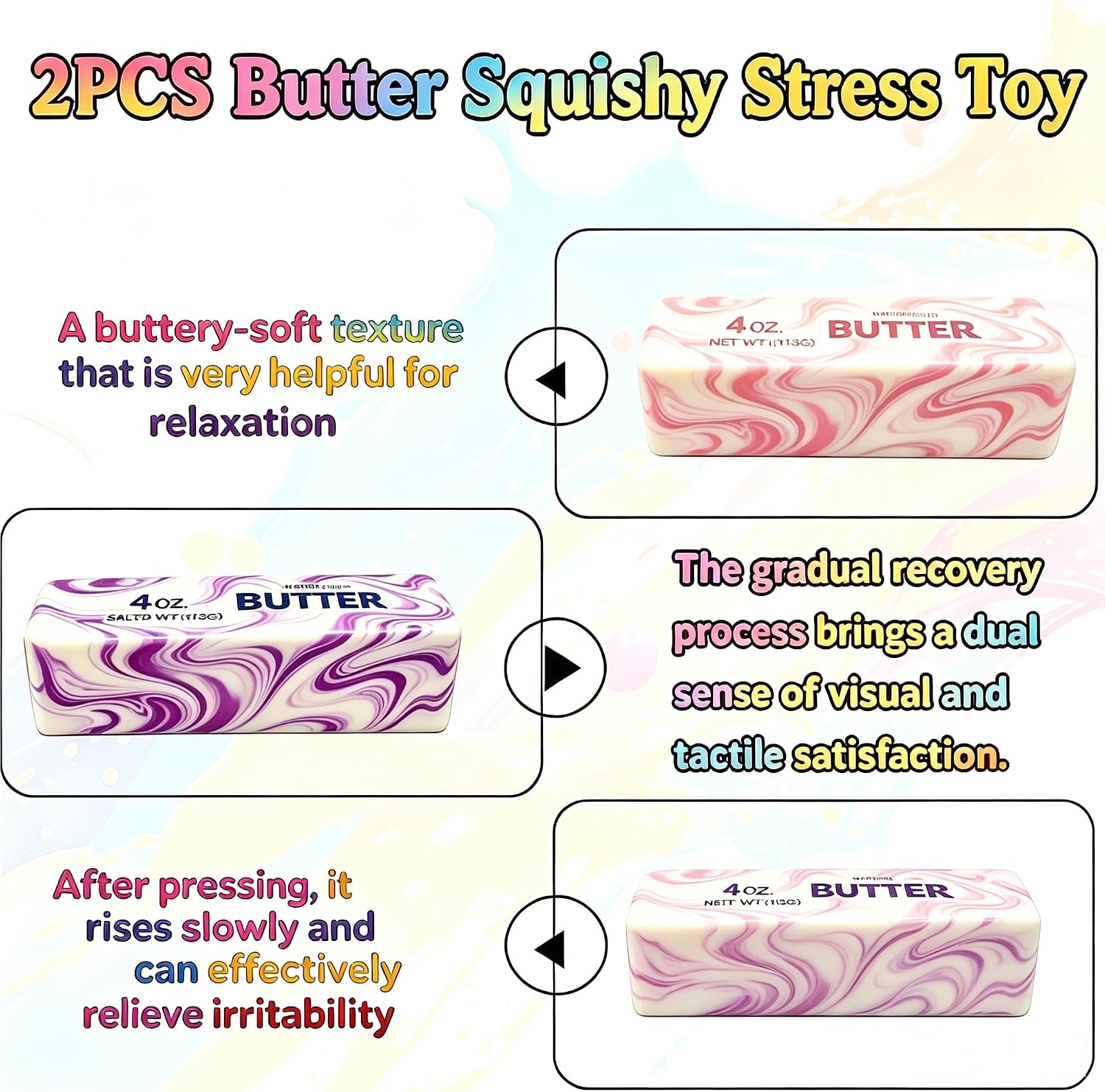 Detalle de Butter Squishy: Realistic Butter Stick Squeeze Toys (2-Pack) for Stress Relief and Focus