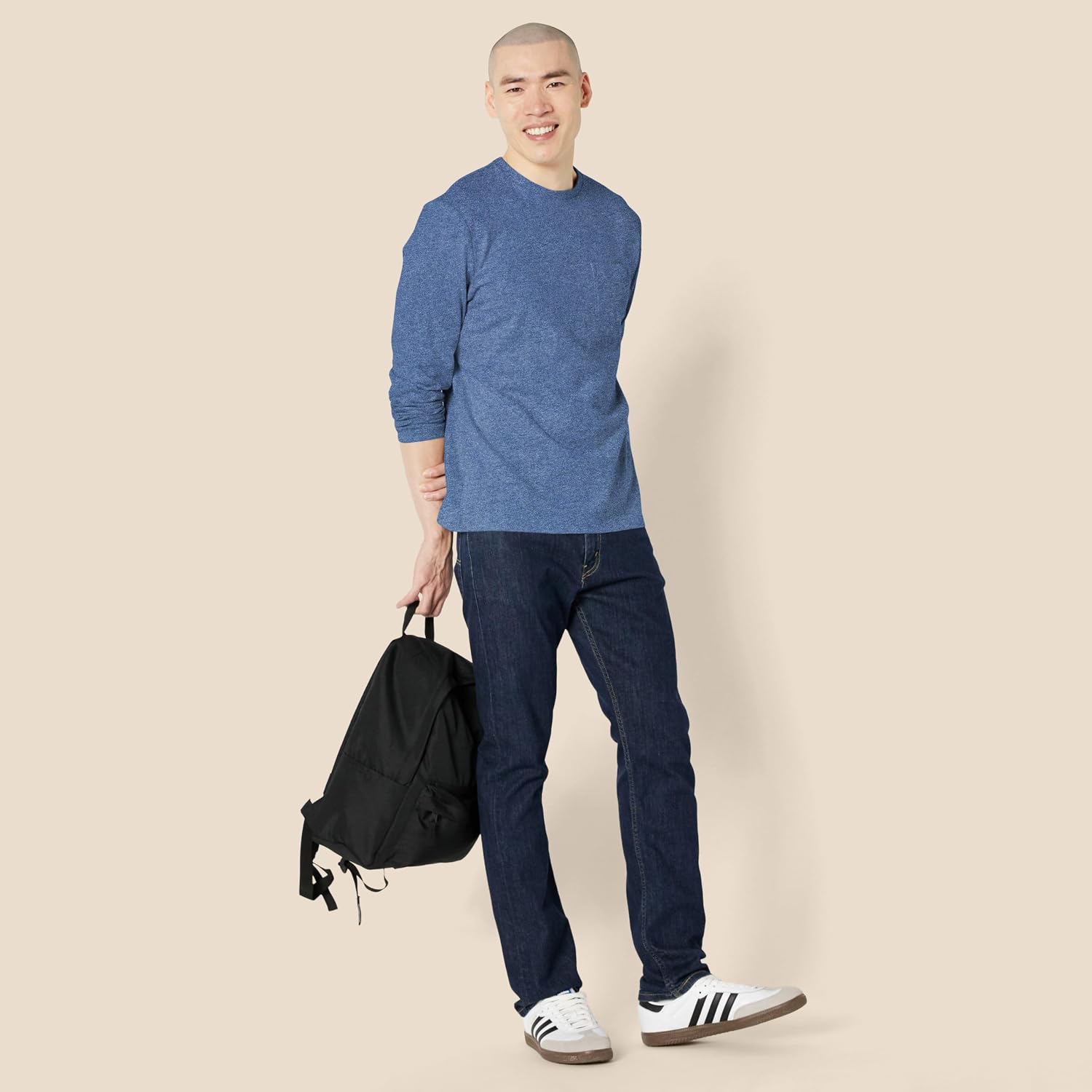 Detalle de Amazon Essentials Men's Regular-Fit Crewneck Long-Sleeve T-Shirts