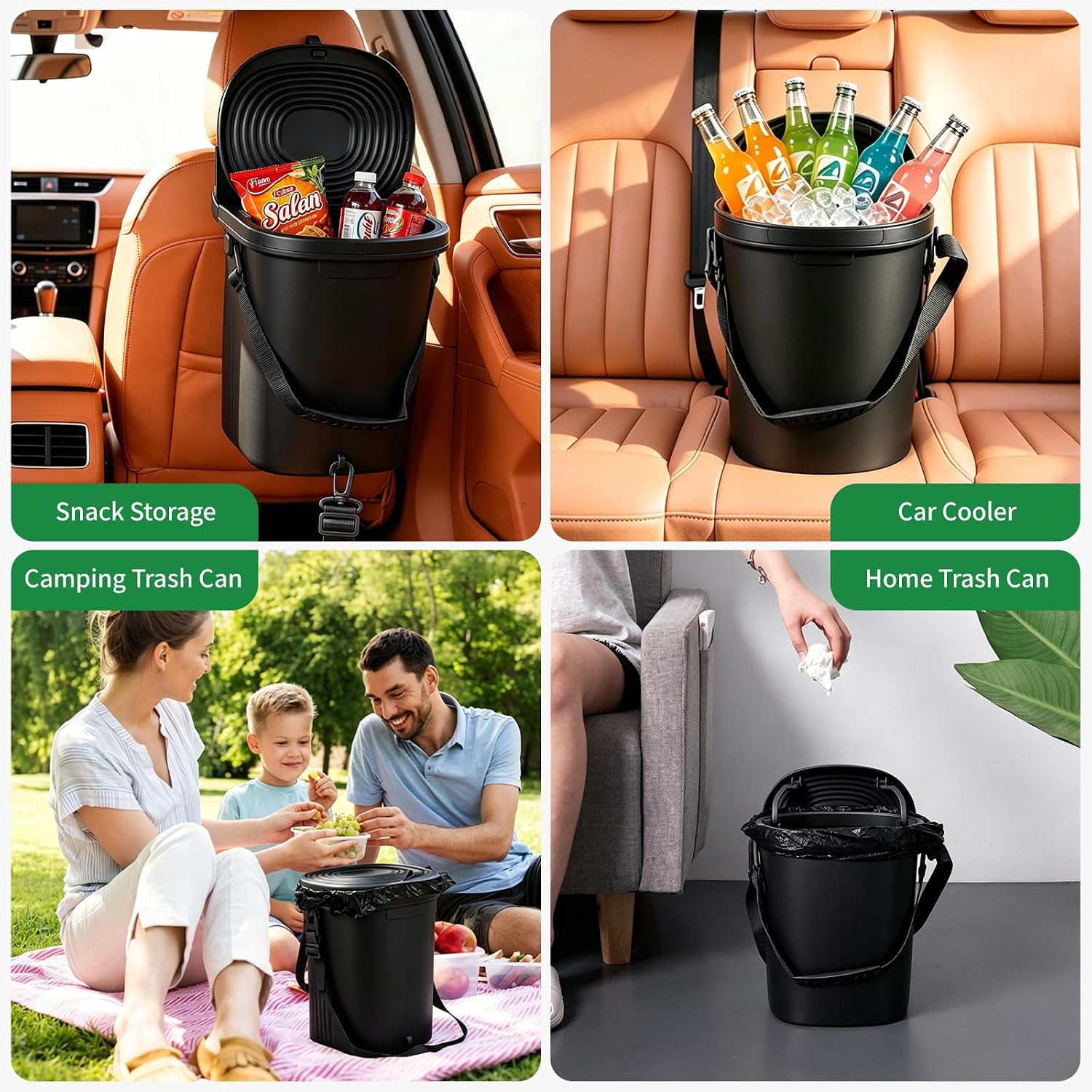 Detalle de Car Trash Can with Lid, 2 Gallons