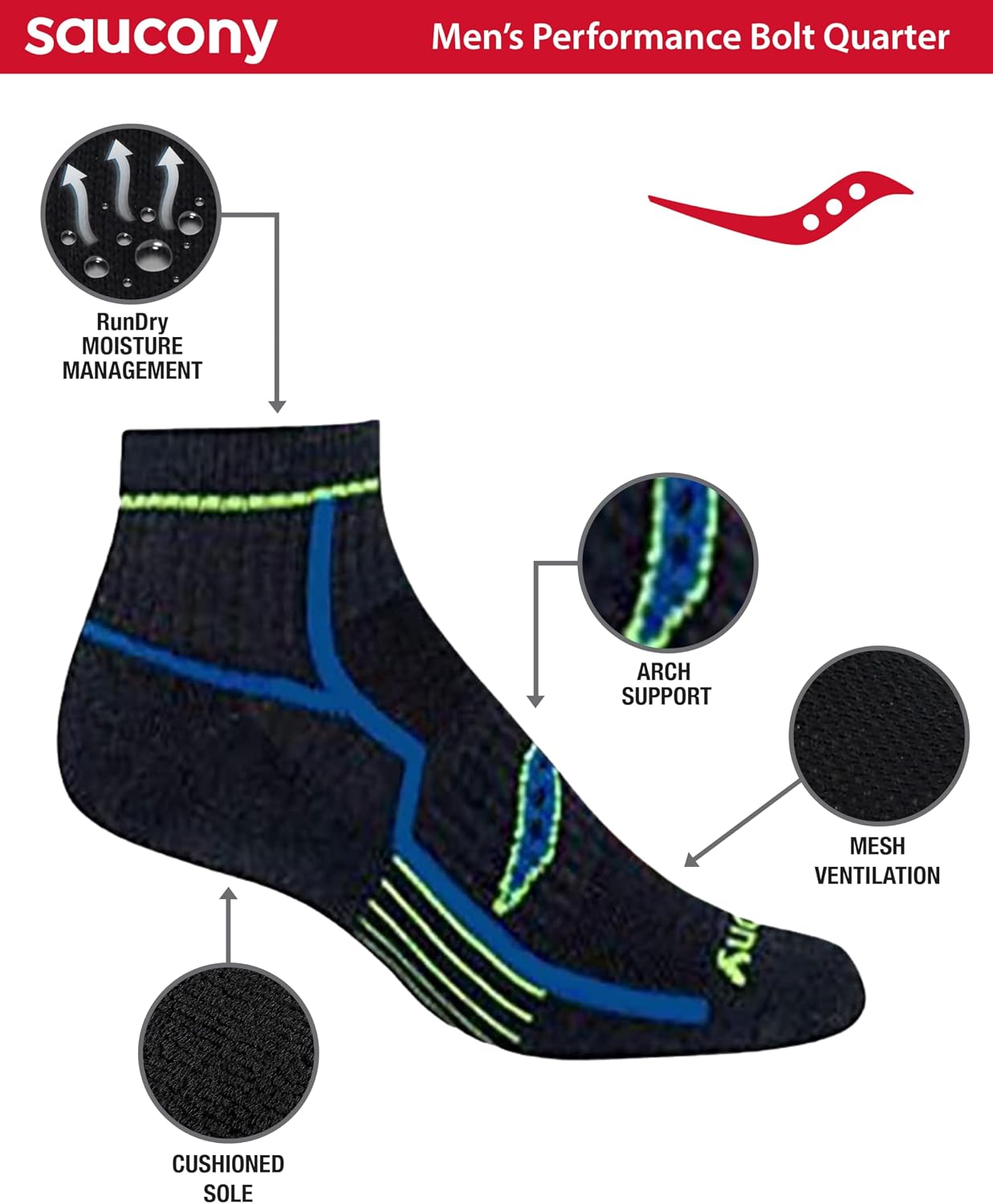 Thumbnail 3 de Saucony Chaussettes de Course (Lot de 24) Homme